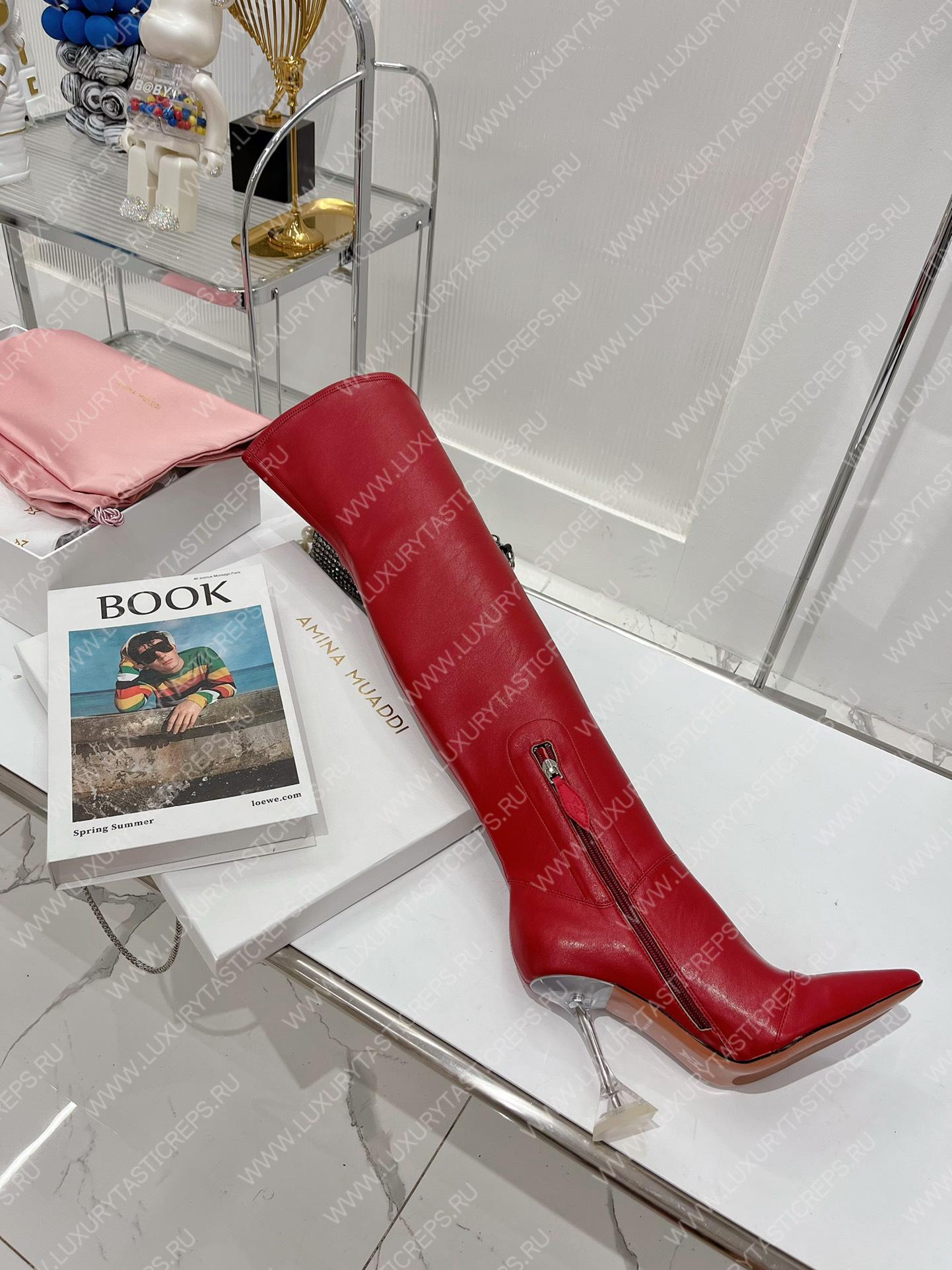 AMINA MUADDI LONG BOOT RED AM5001