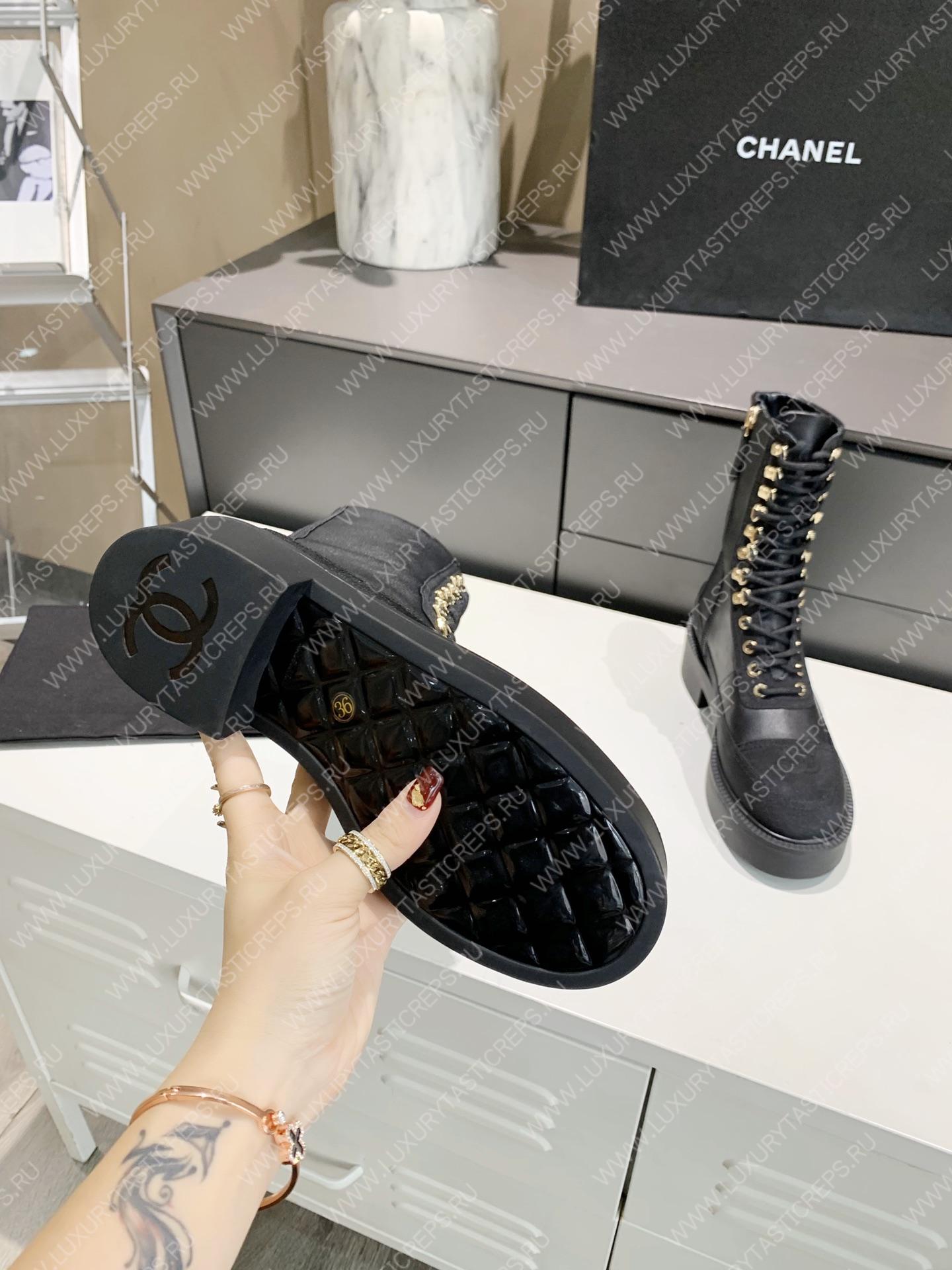 Ch*el lace-up boots black g38086