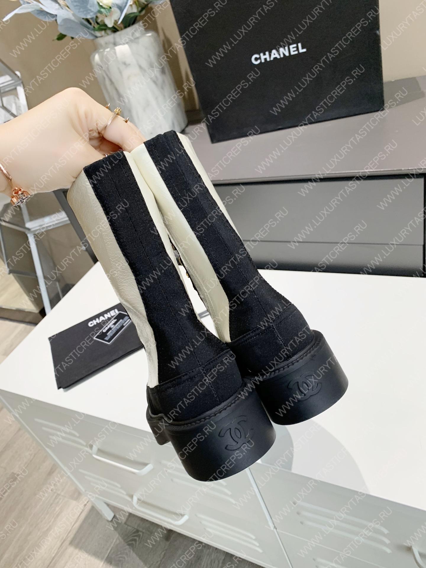 Ch*el lace-up boots black & white g38086