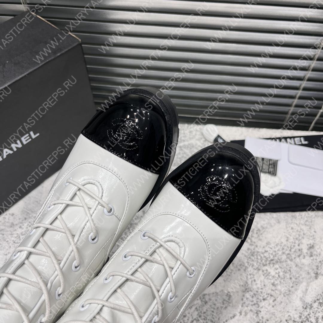 Ch*el short biker boots black and white 1082715