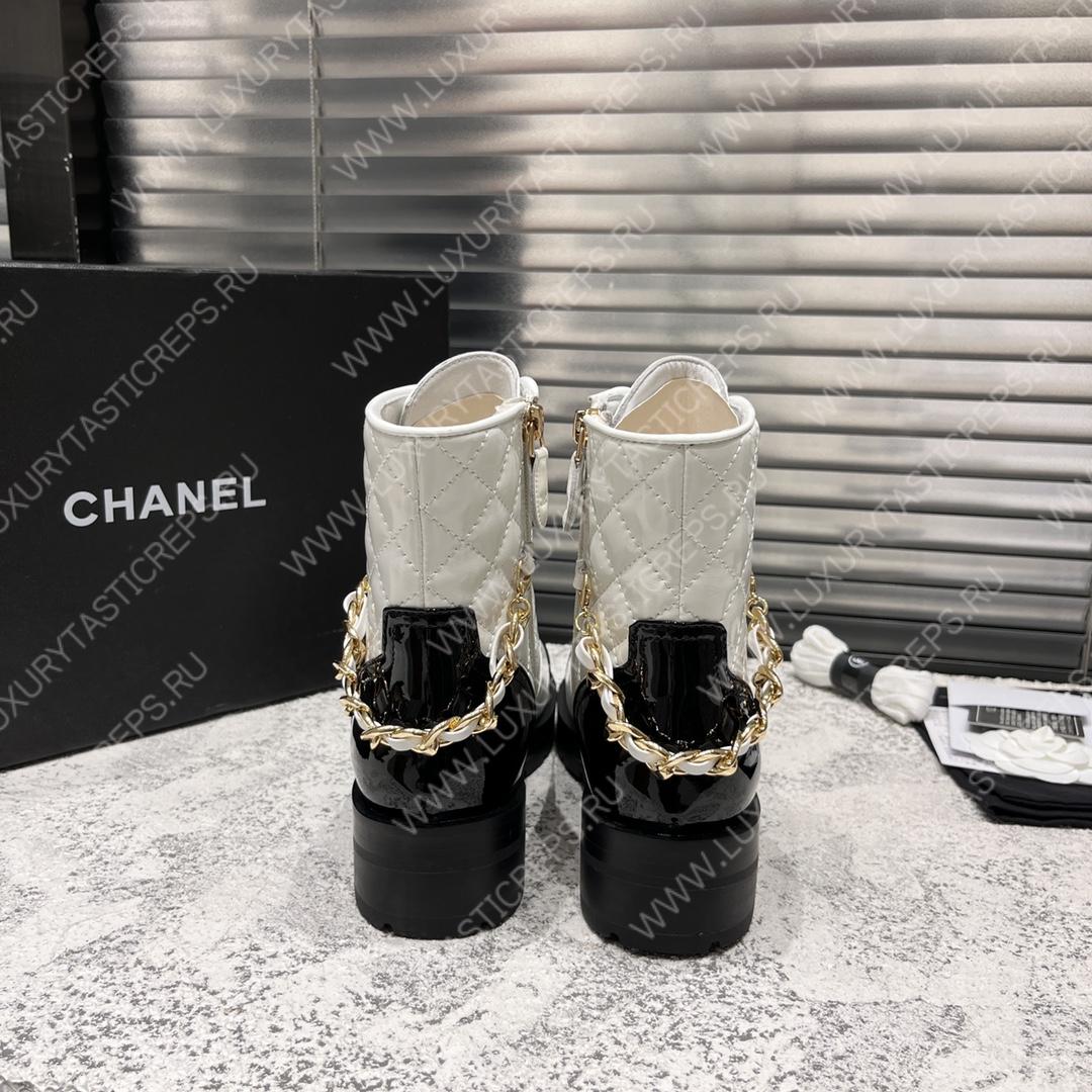 Ch*el short biker boots black and white 1082715