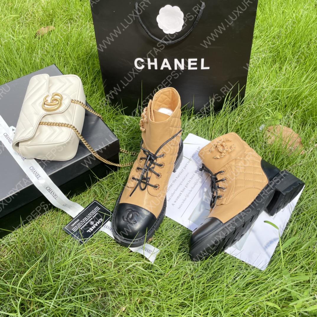 Ch*el pure love velcro ankle boots brown and black g39391