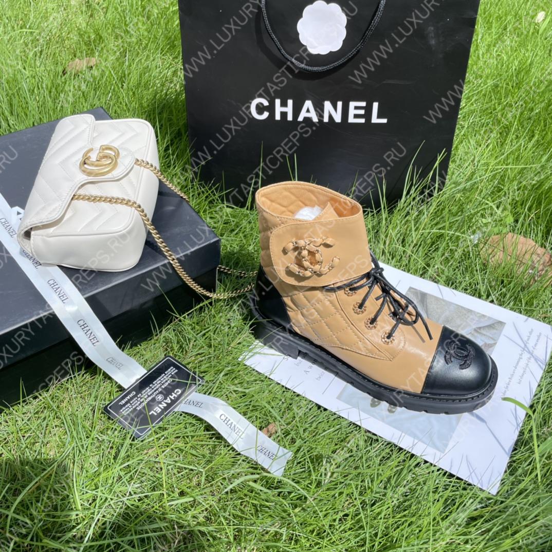 Ch*el pure love velcro ankle boots brown and black g39391