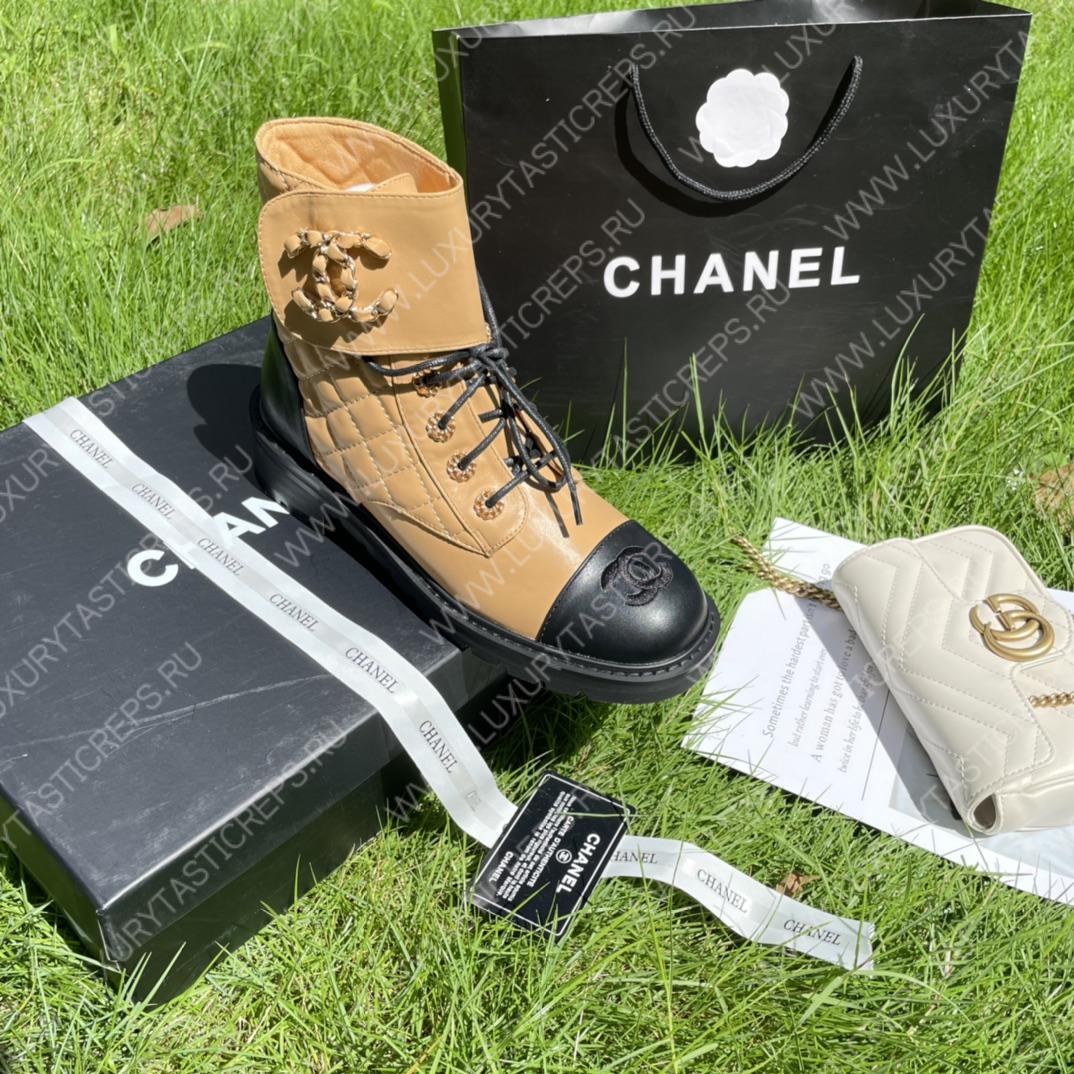 Ch*el pure love velcro ankle boots brown and black g39391