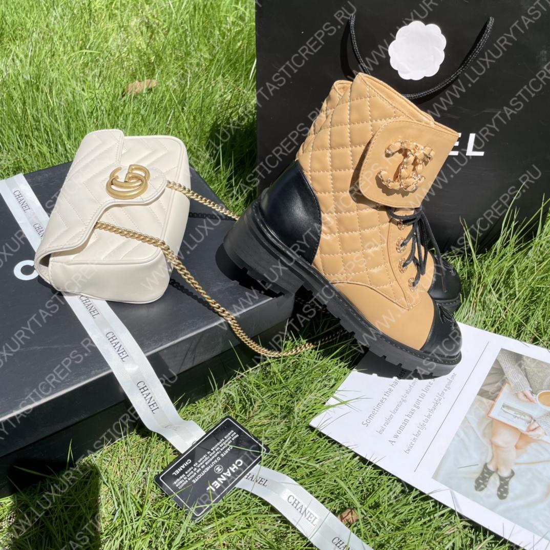 Ch*el pure love velcro ankle boots brown and black g39391