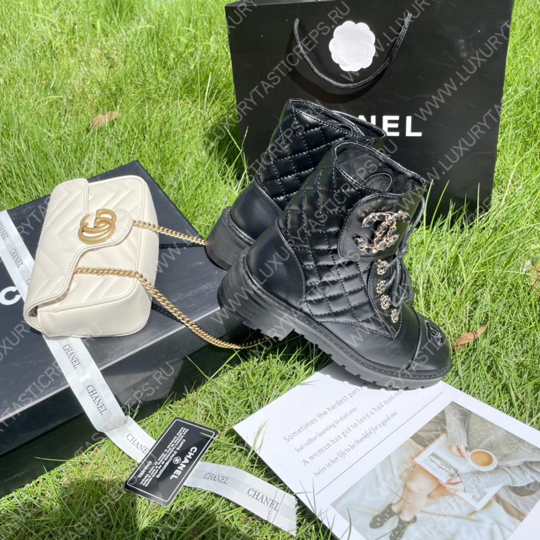 Ch*el pure love velcro ankle boots black g39391