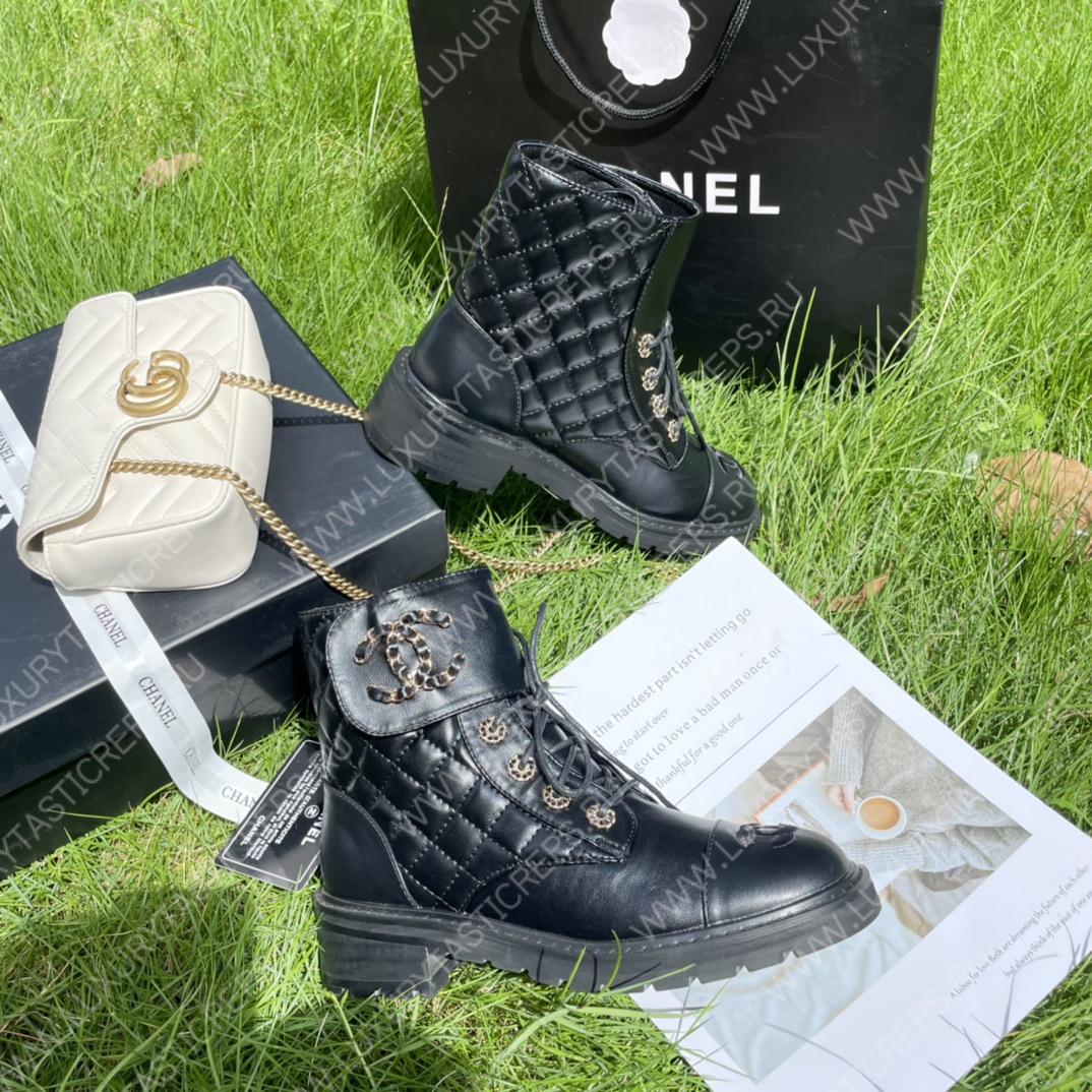 Ch*el pure love velcro ankle boots black g39391