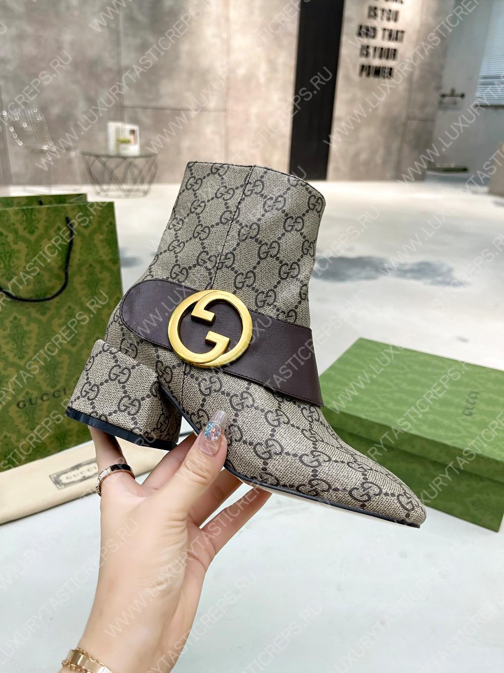 G*u*i blondie ankle boot beige & ebony 701706