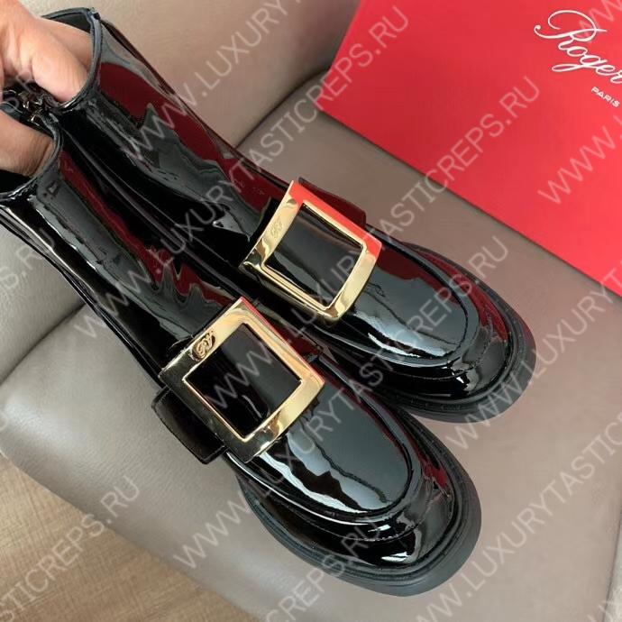 ROGER VIVIER VIV’ RANGERS METAL BUCKLE ANKLE BOOTS BLACK RVW59829350D1PB999