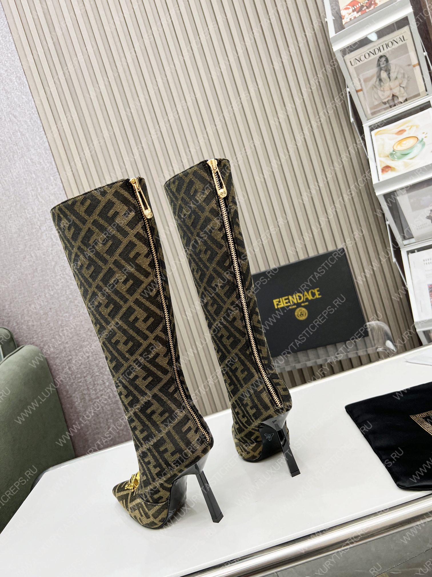 VERSACE FENDACE FF JACQUARD BOOTS GREY 1004496