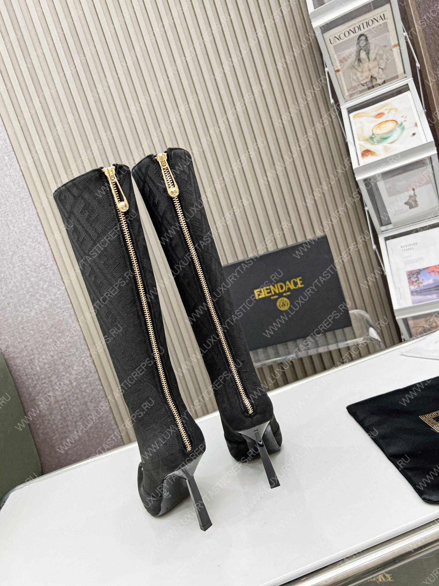 VERSACE FENDACE FF JACQUARD BOOTS BLACK 1004496