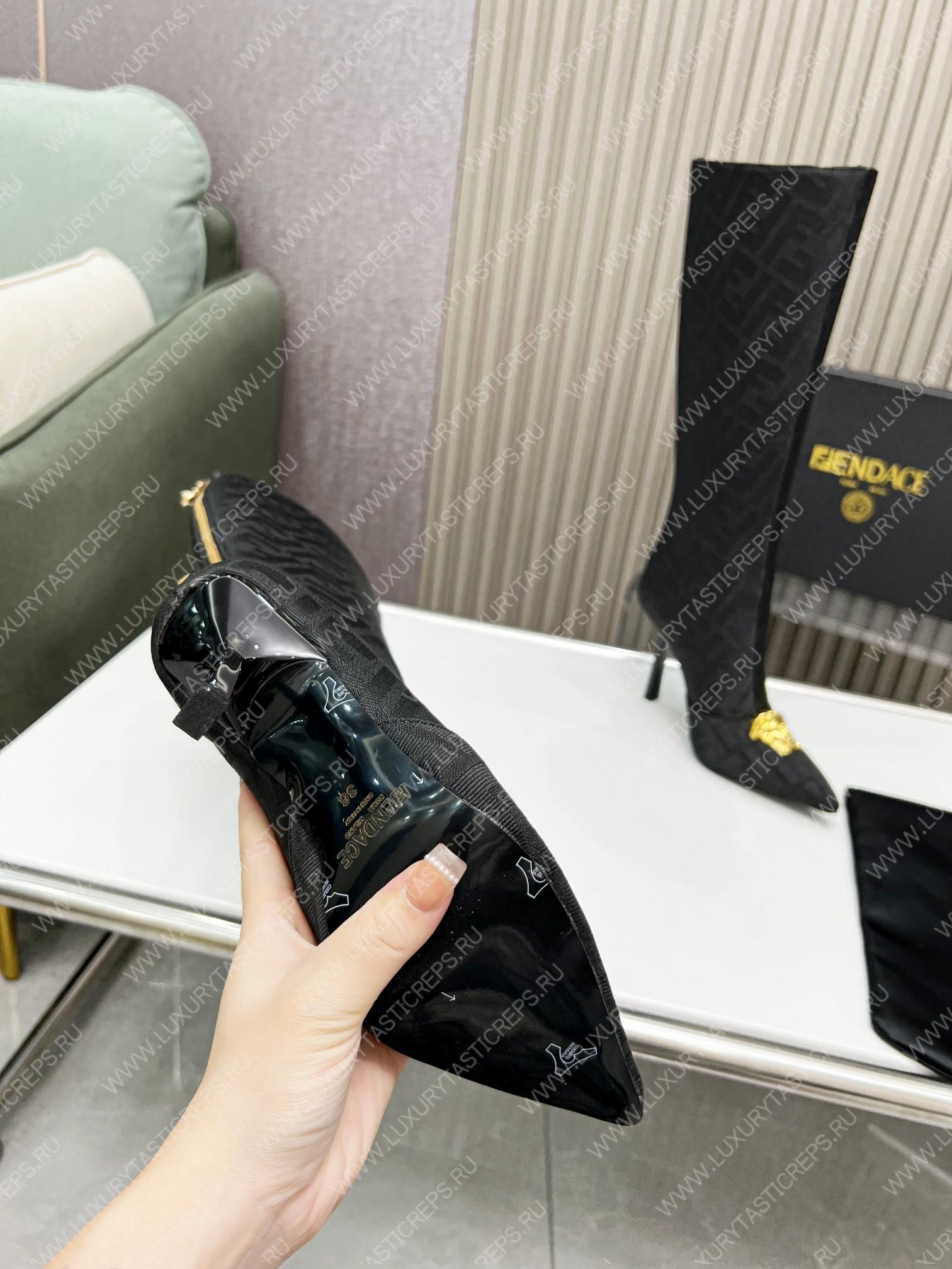 VERSACE FENDACE FF JACQUARD BOOTS BLACK 1004496