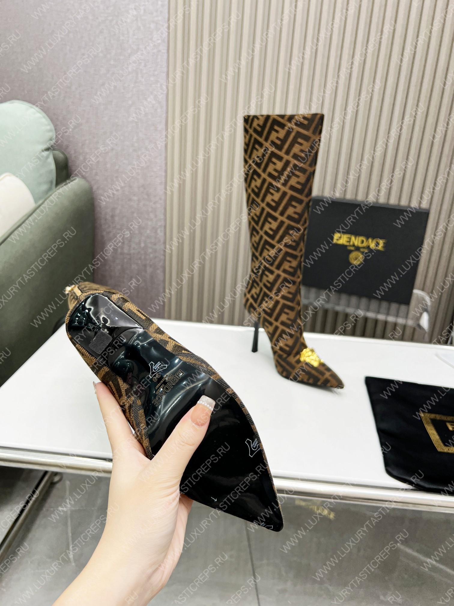 VERSACE FENDACE FF JACQUARD BOOTS BROWN 1004496