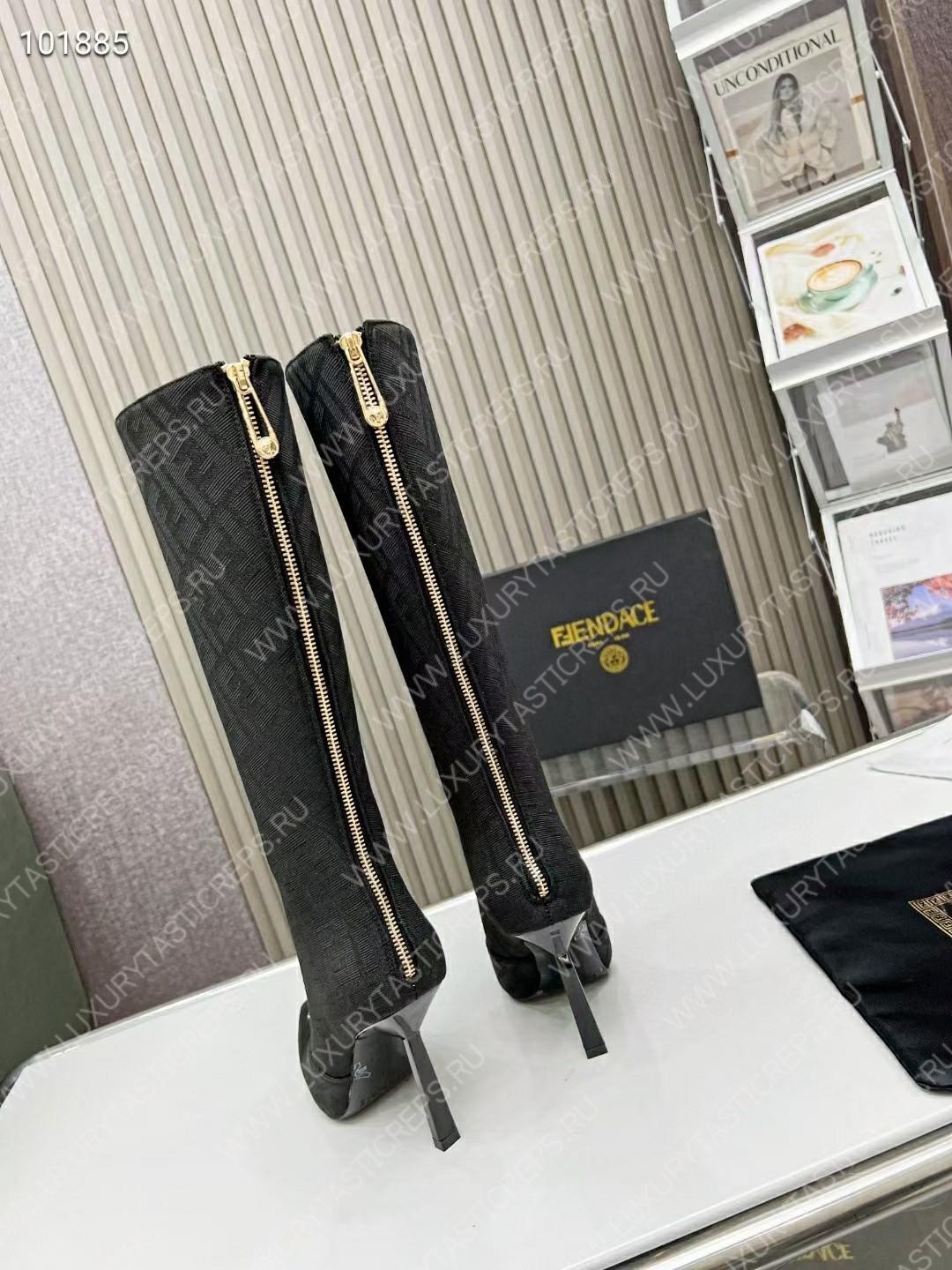 VERSACE FENDACE FF JACQUARD BOOTS BLACK 1004496