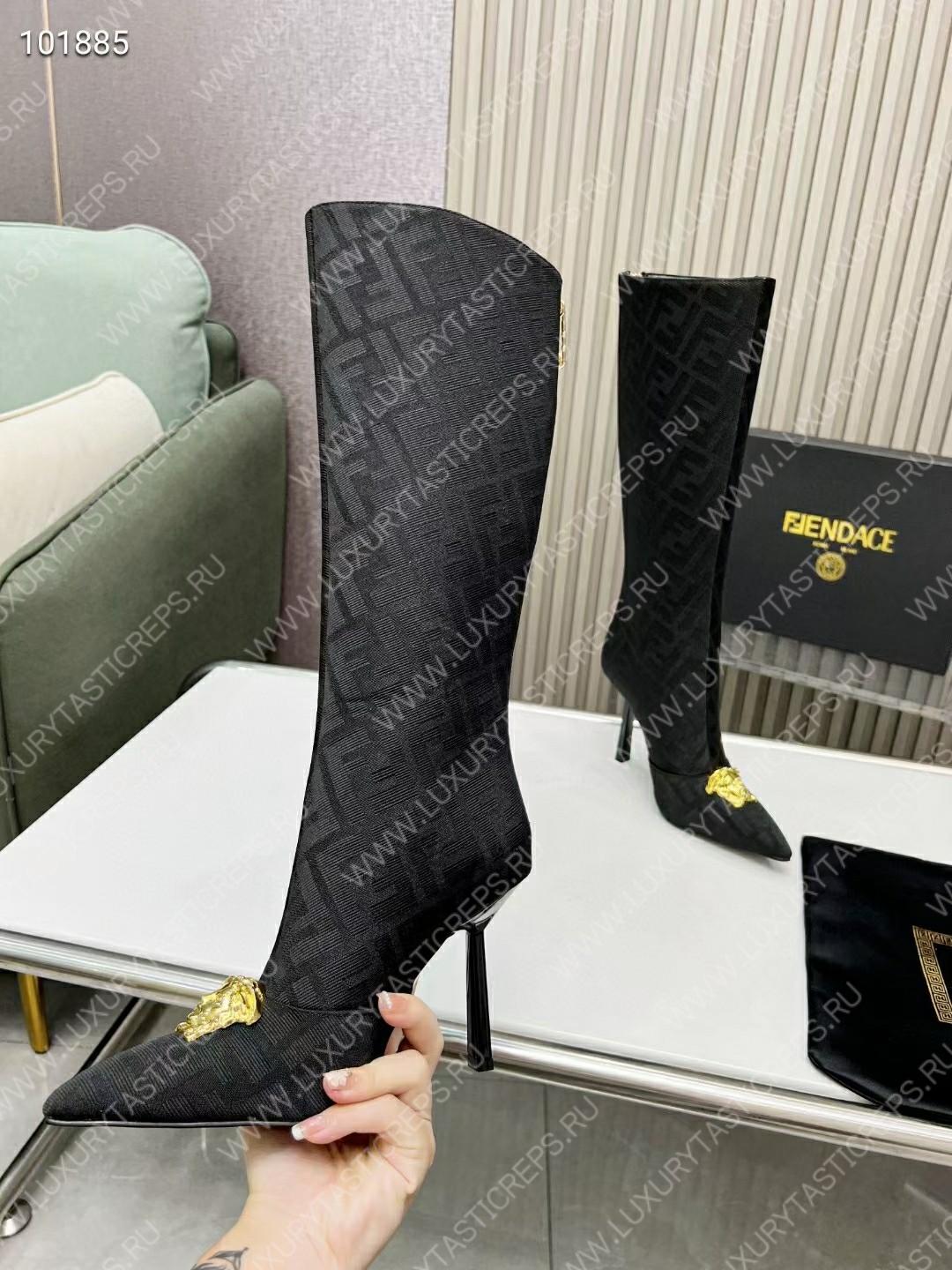 VERSACE FENDACE FF JACQUARD BOOTS BLACK 1004496