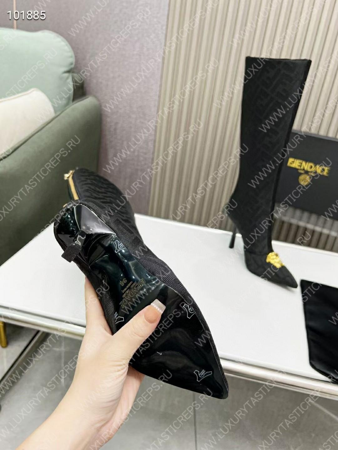 VERSACE FENDACE FF JACQUARD BOOTS BLACK 1004496