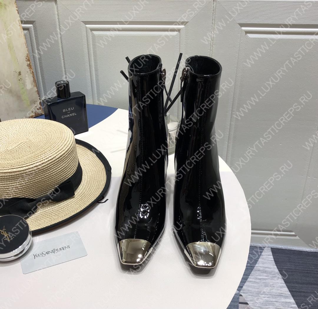 YVES SAINT LAURENT HEELED ANKLE BOOTS BLACK CALF LEATHER 14-FL7ALD