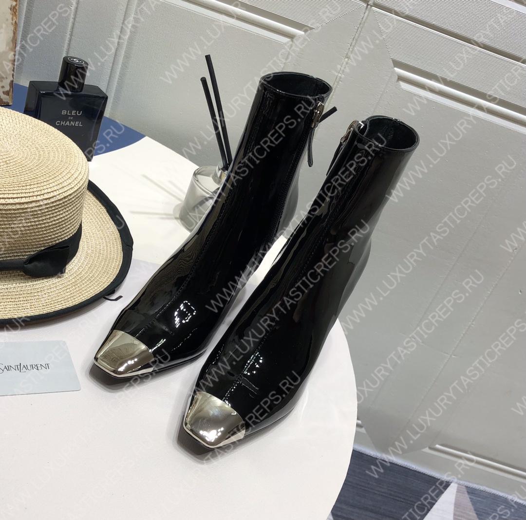 YVES SAINT LAURENT HEELED ANKLE BOOTS BLACK CALF LEATHER 14-FL7ALD