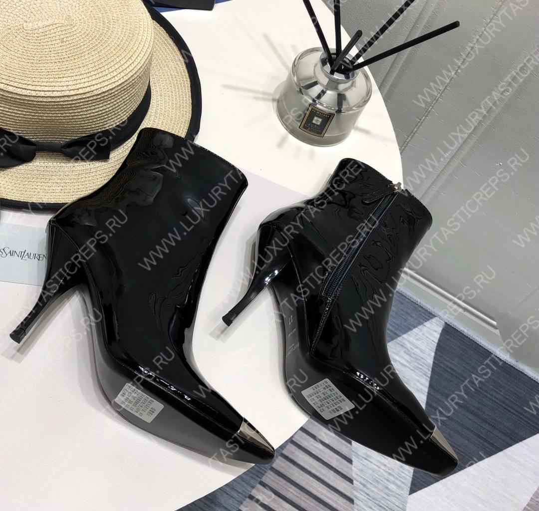 YVES SAINT LAURENT HEELED ANKLE BOOTS BLACK CALF LEATHER 14-FL7ALD