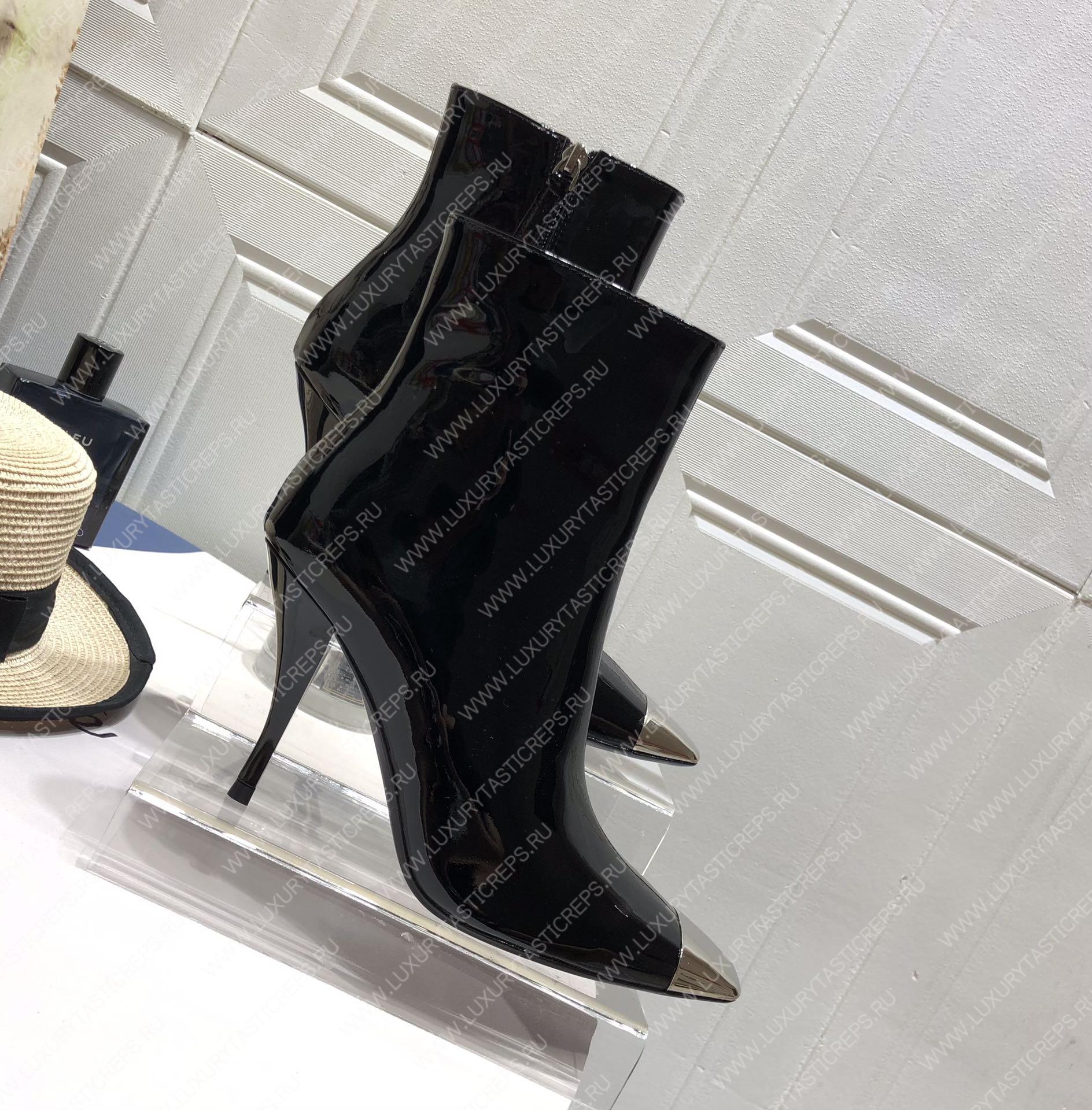 YVES SAINT LAURENT HEELED ANKLE BOOTS BLACK CALF LEATHER 14-FL7ALD