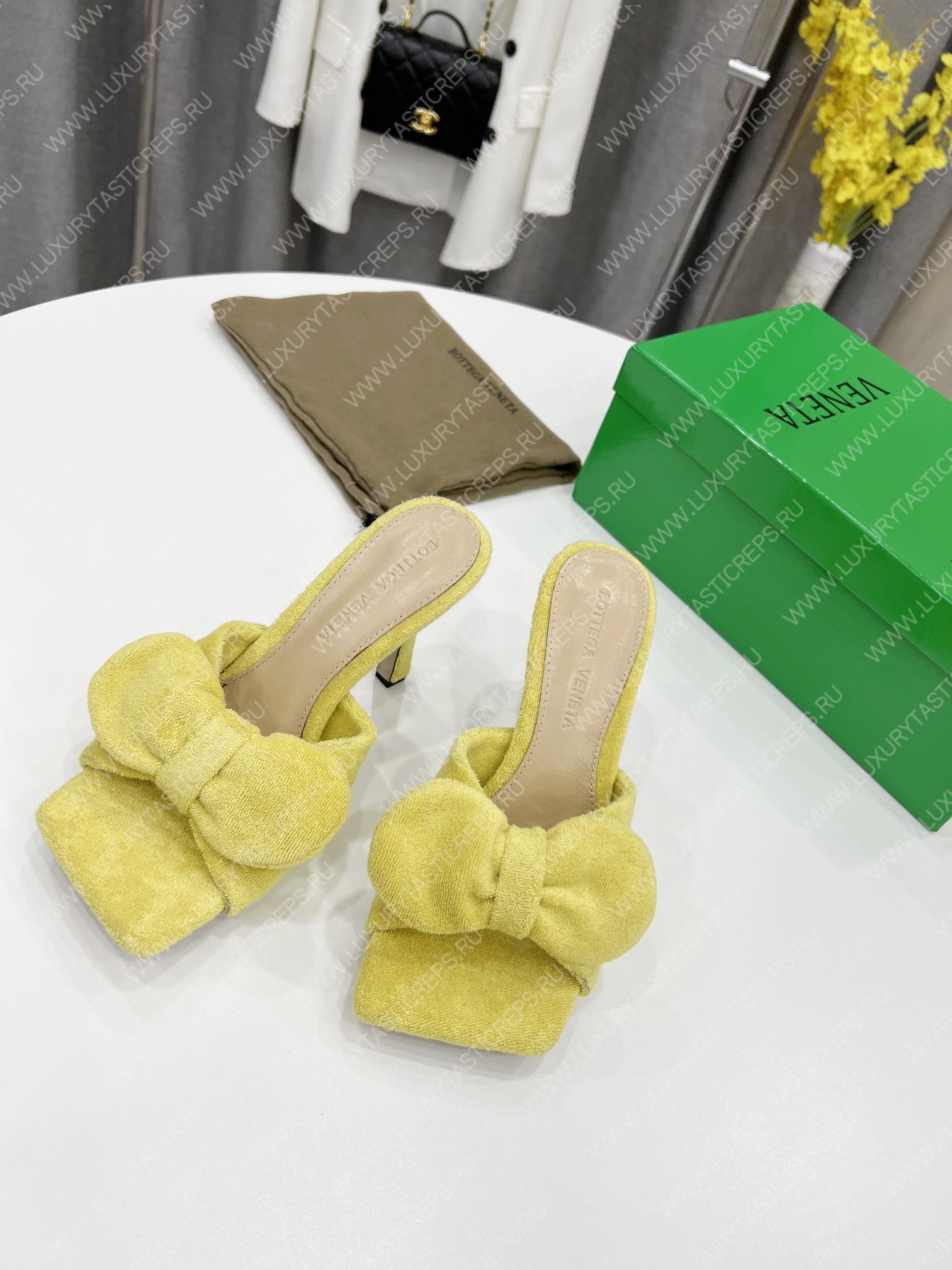 bo*te*ga Ve*ne*ta bow detailed heeled slides lime yellow 690025v