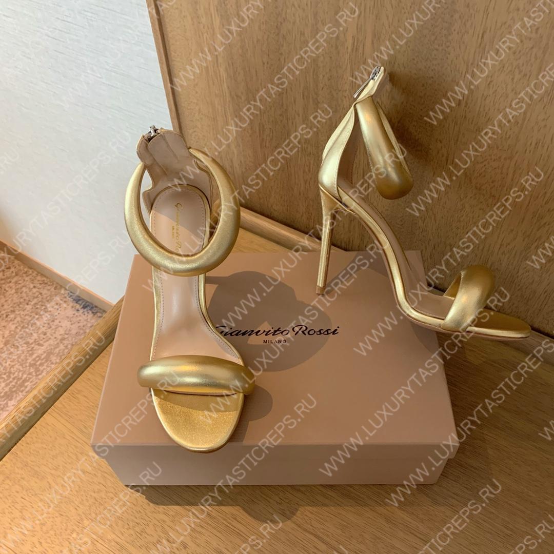 GIANVITO ROSSI BIJOUX NAPPA SANDAL GOLD G61635