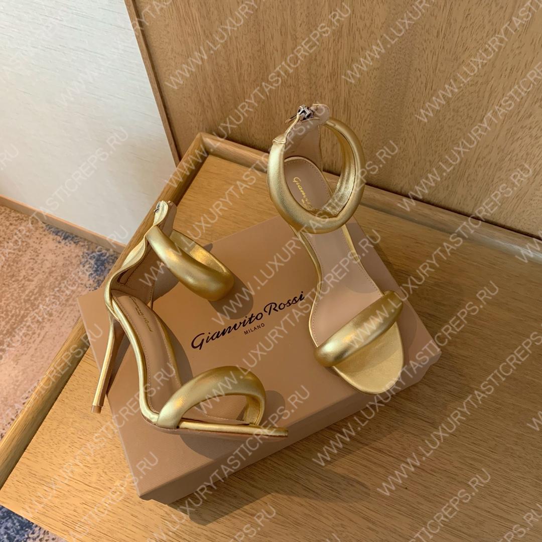 GIANVITO ROSSI BIJOUX NAPPA SANDAL GOLD G61635