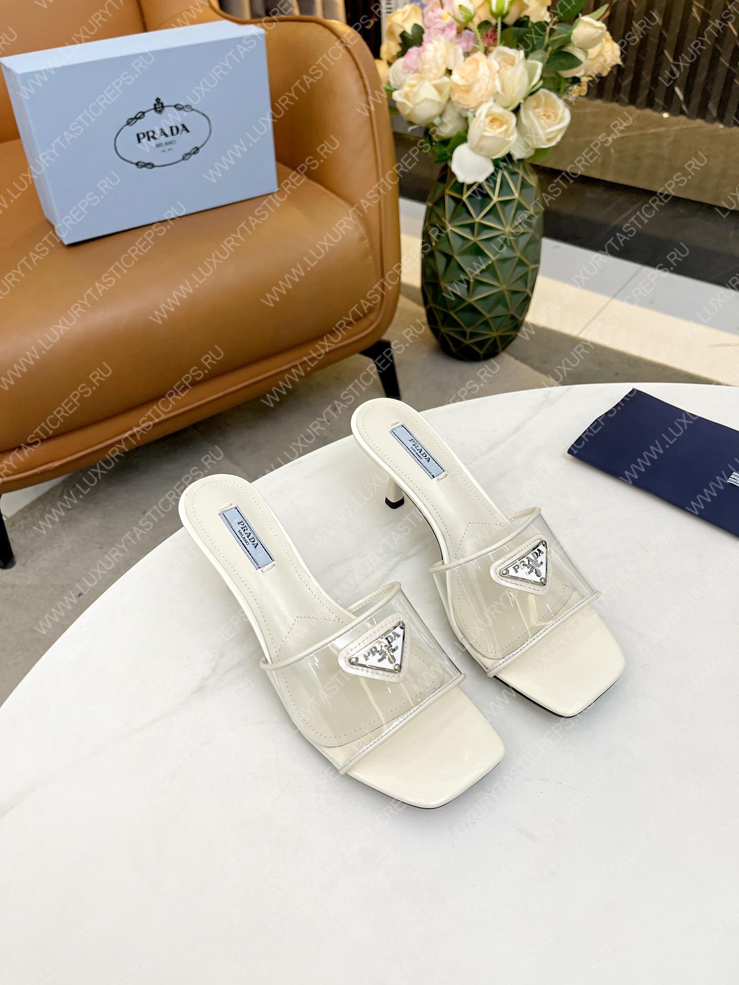 Pra*a plexiglas & patent leather sandals white 1xx644