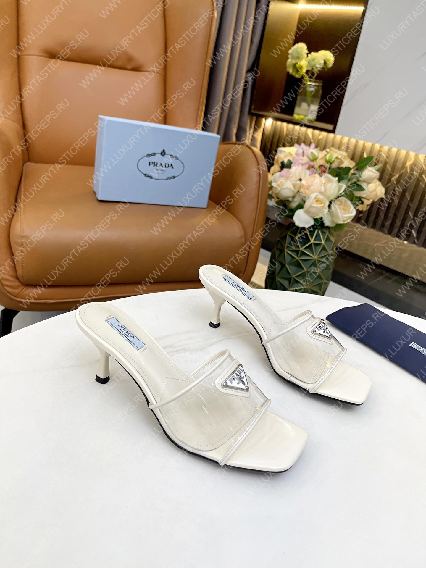 Pra*a plexiglas & patent leather sandals white 1xx644