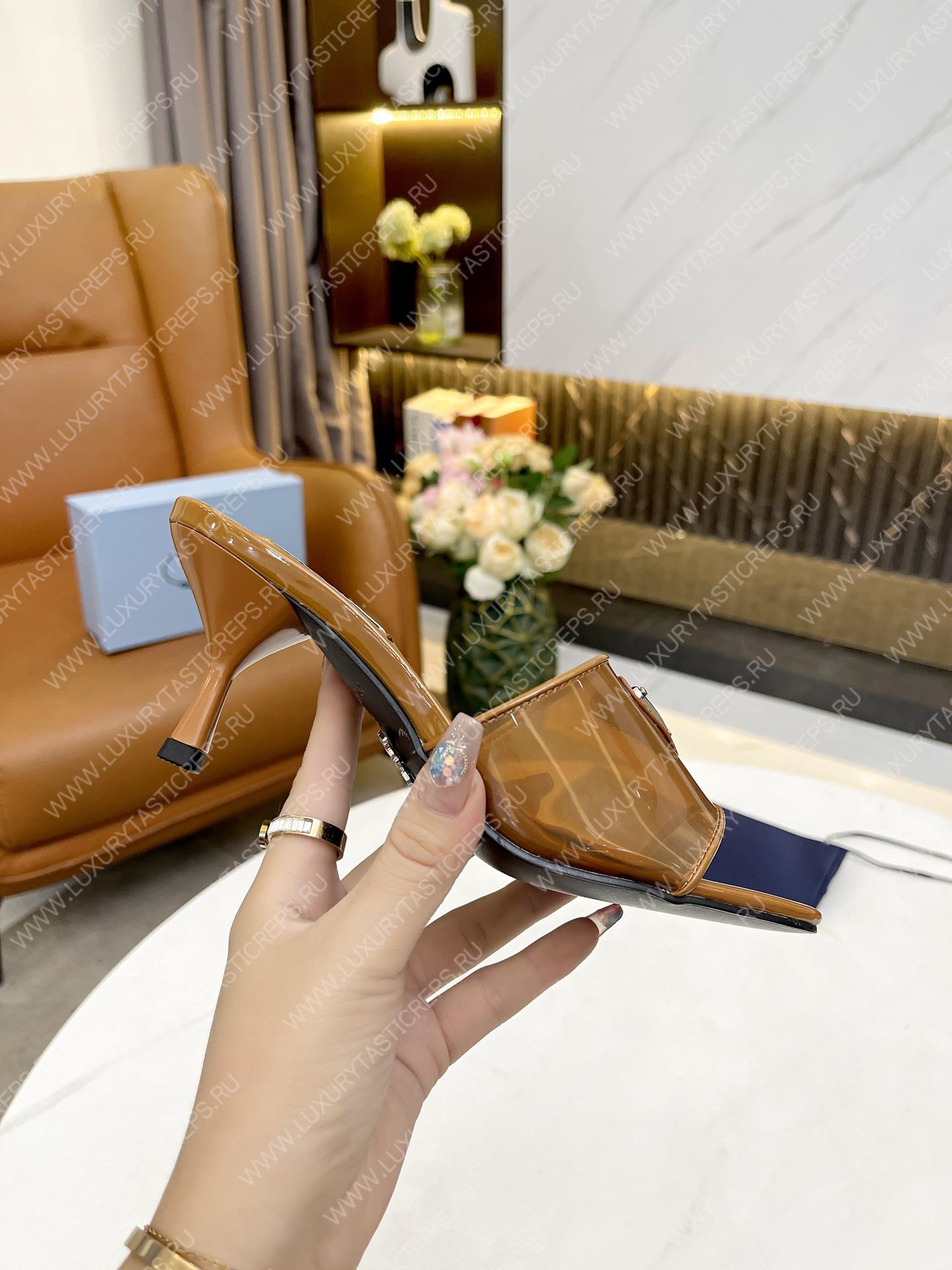 Pra*a plexiglas and patent leather sandals brown 1xx644