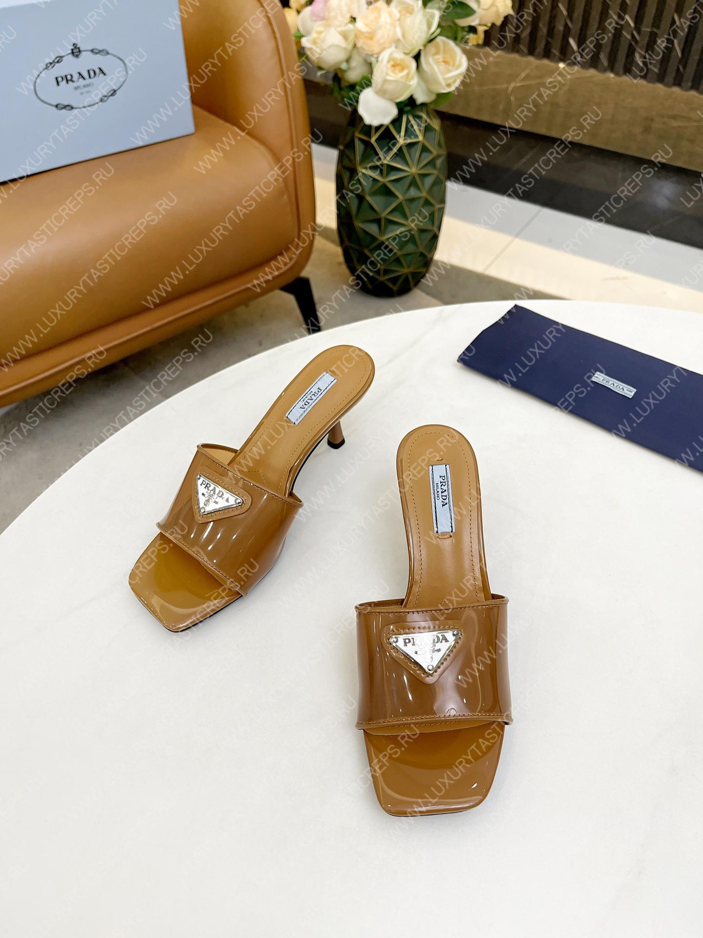 Pra*a plexiglas and patent leather sandals brown 1xx644