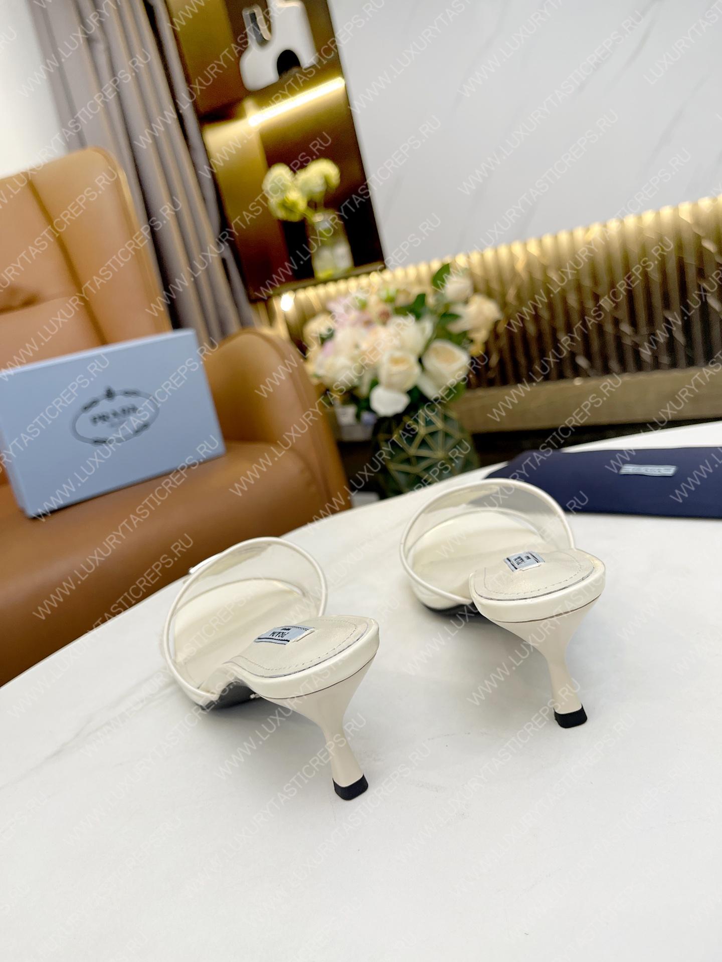 Pra*a plexiglas and patent leather sandals off white 1xx644