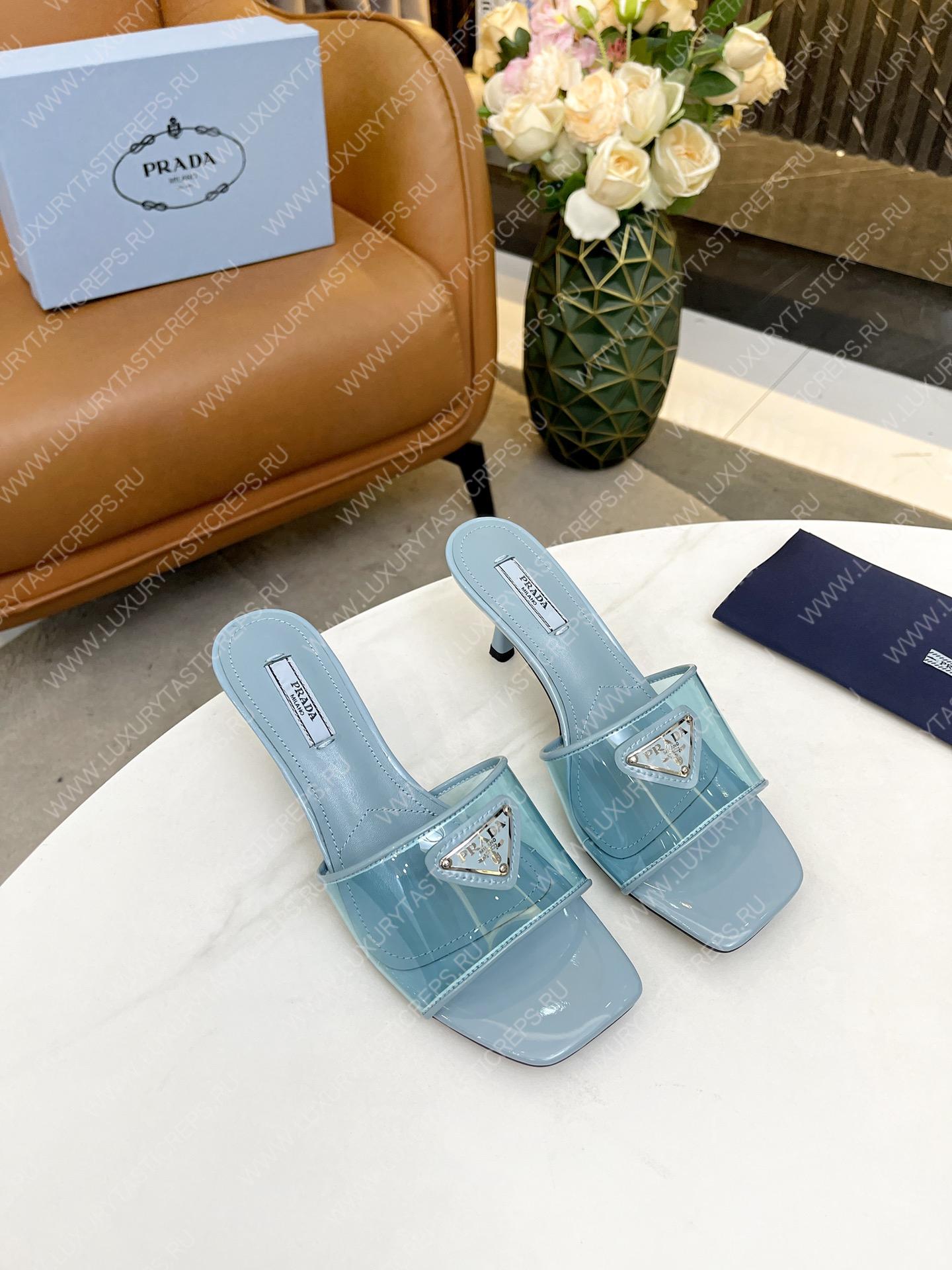 Pra*a plexiglas and patent leather sandals light blue 1xx644