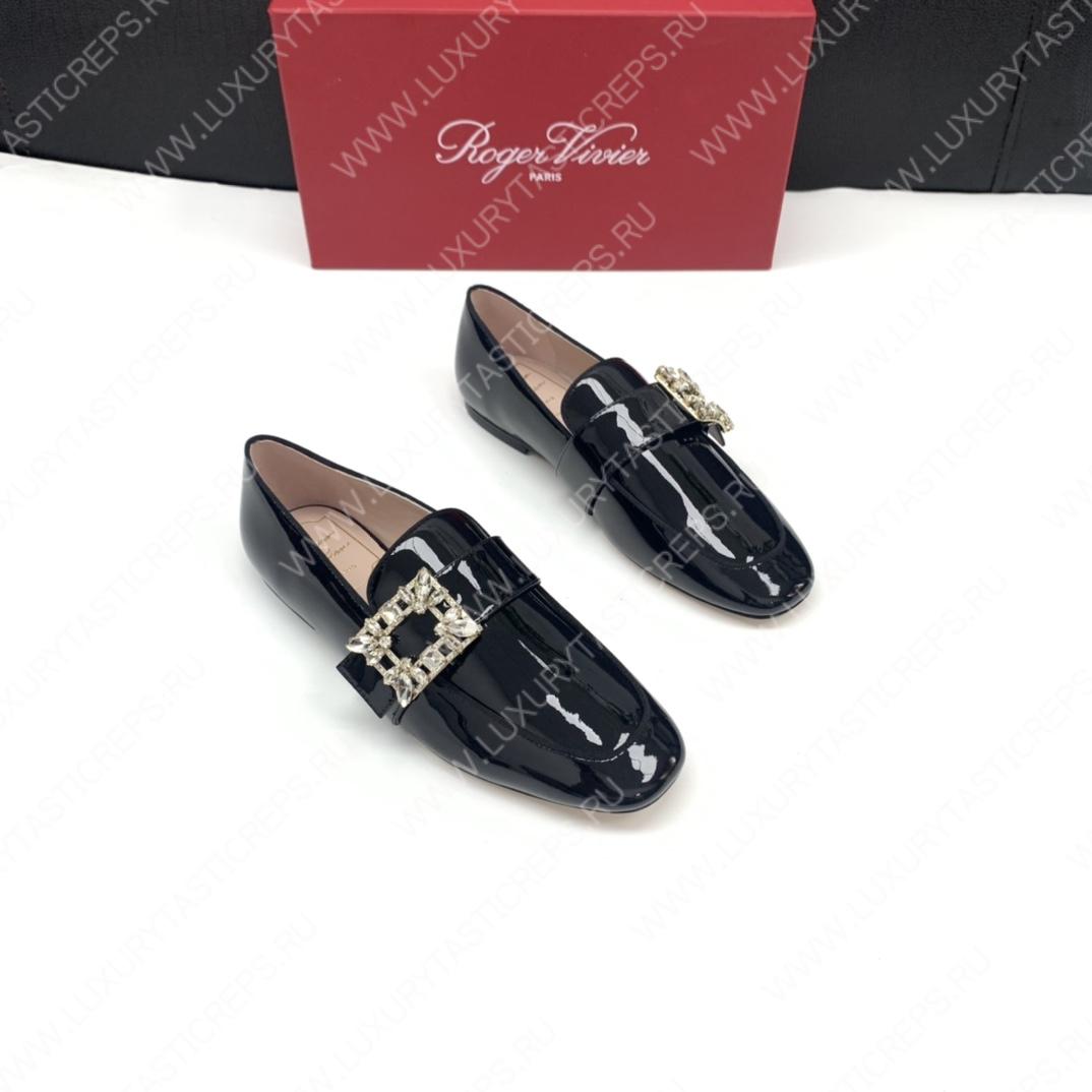 ROGER VIVIER MINI BROCHE BUCKLE LOAFERS BLACK RVW6343