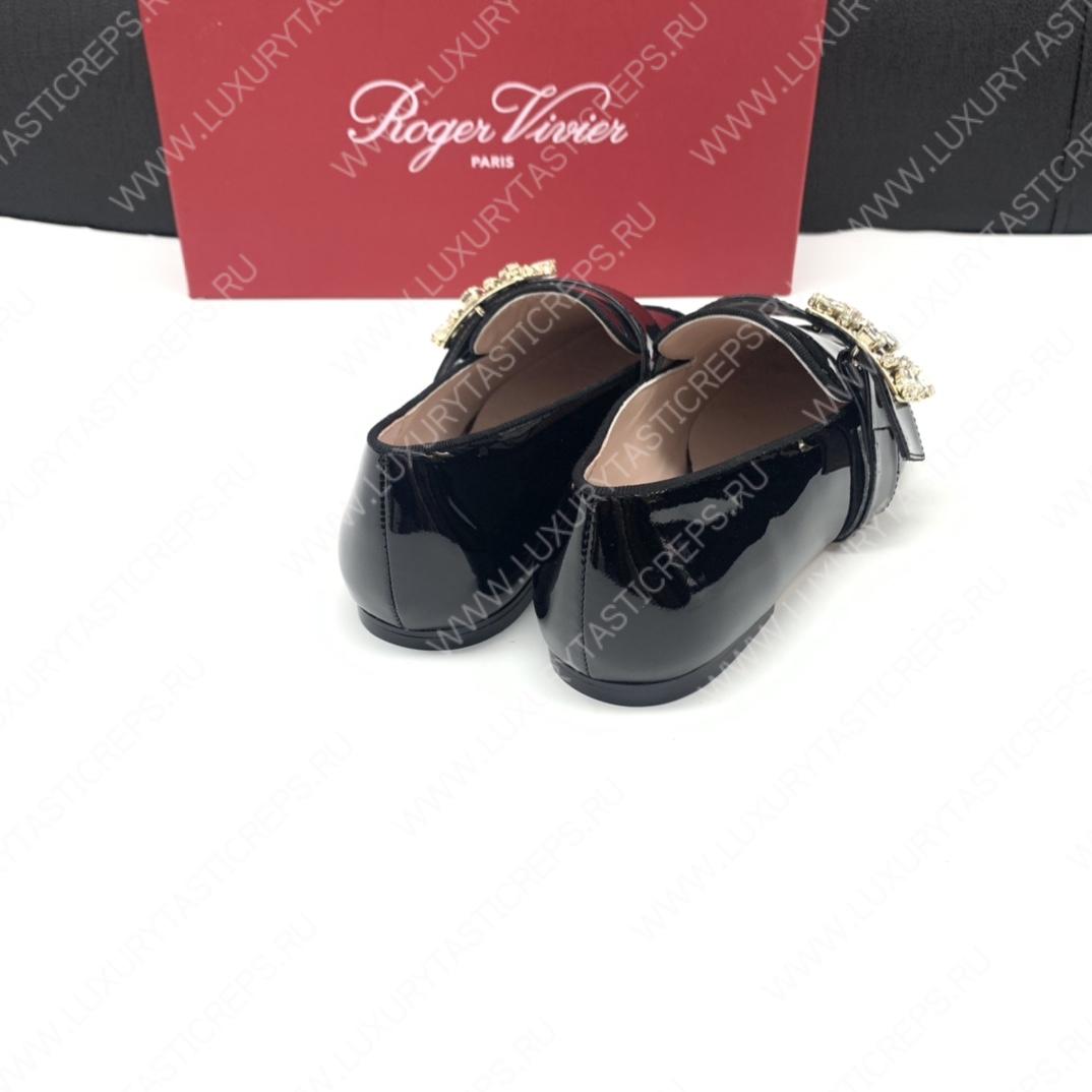 ROGER VIVIER MINI BROCHE BUCKLE LOAFERS BLACK RVW6343