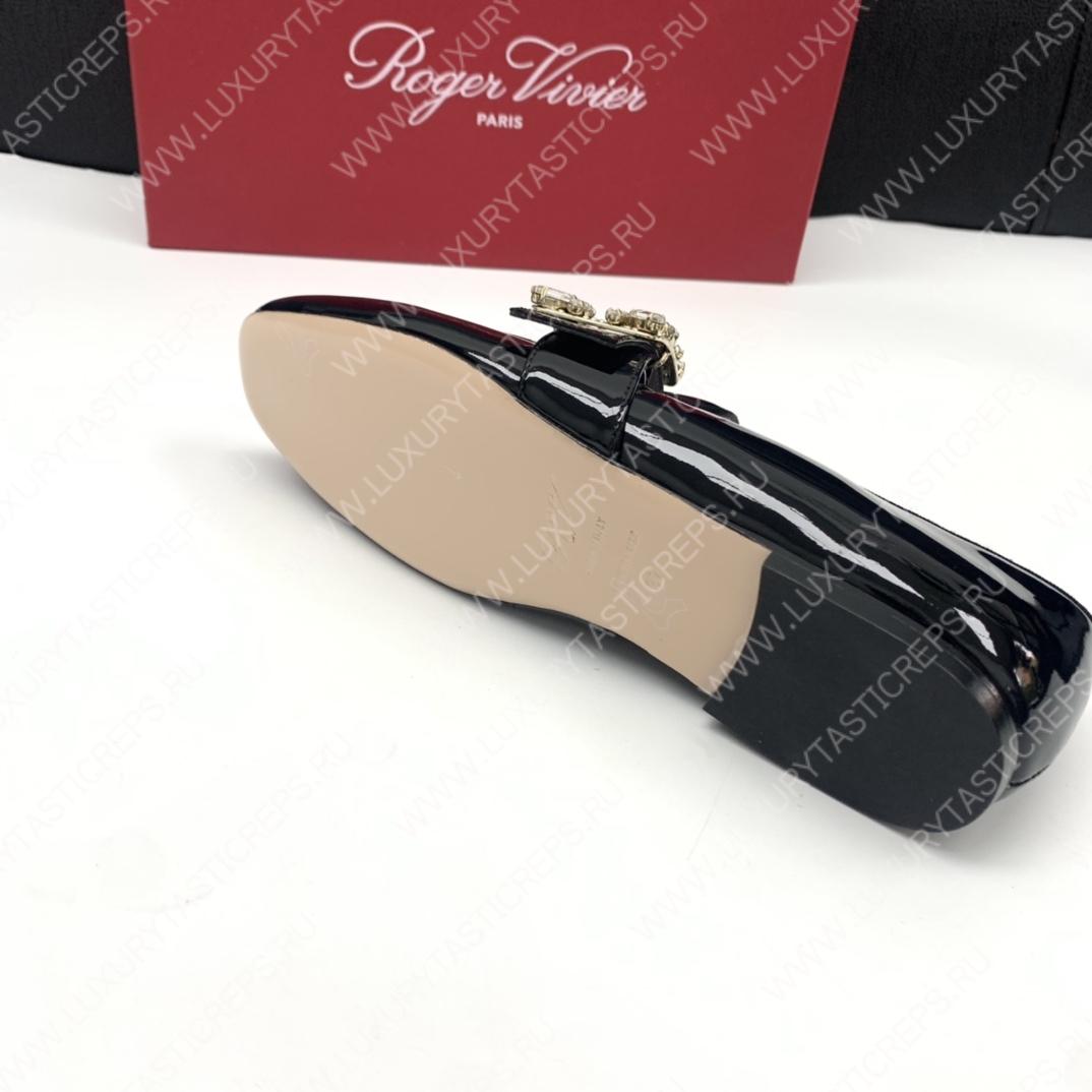 ROGER VIVIER MINI BROCHE BUCKLE LOAFERS BLACK RVW6343