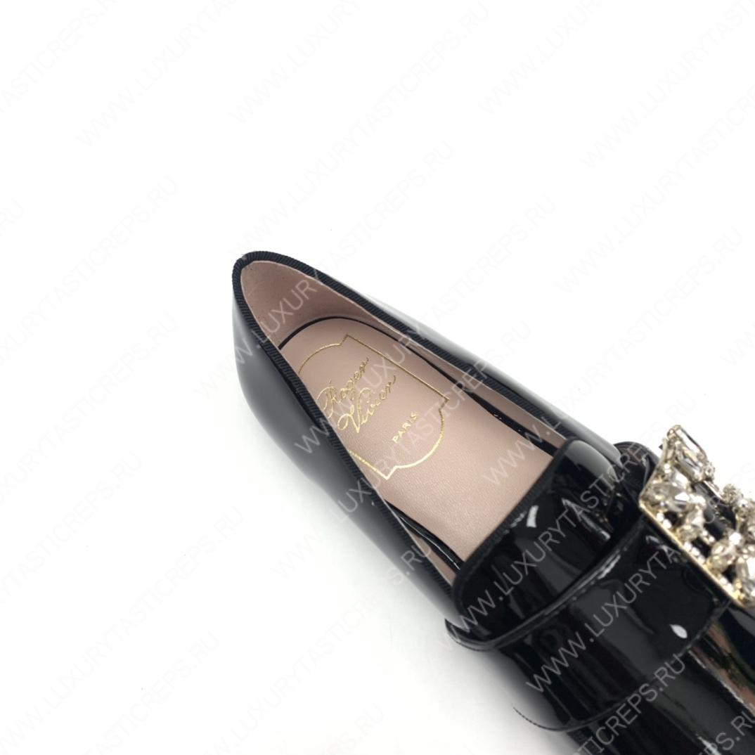 ROGER VIVIER MINI BROCHE BUCKLE LOAFERS BLACK RVW6343