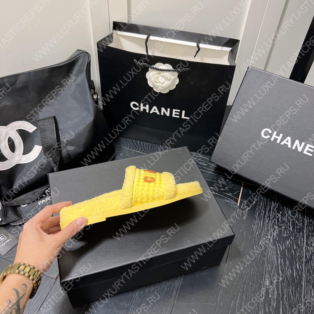 Ch*el wool slippers yellow g39059