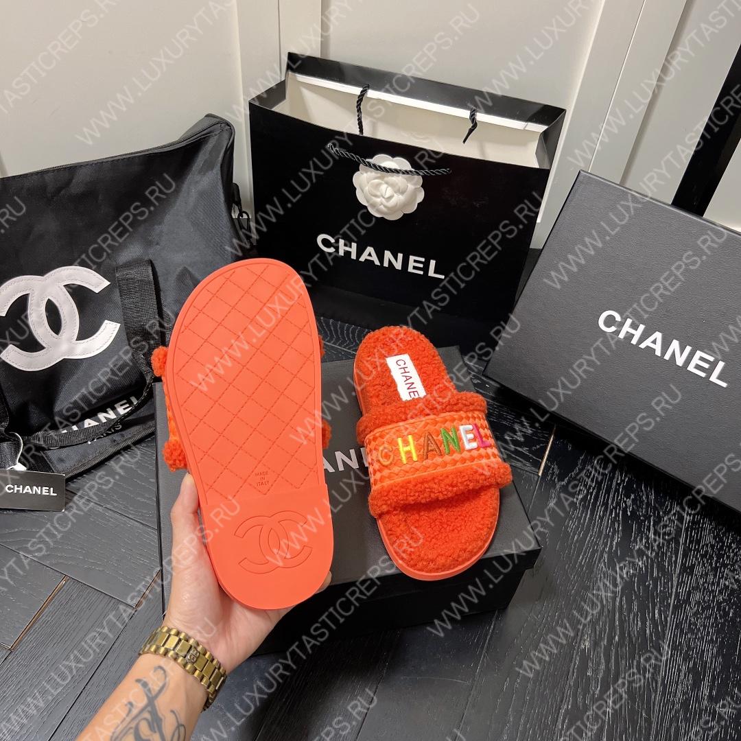 Ch*el wool slippers orange g39059