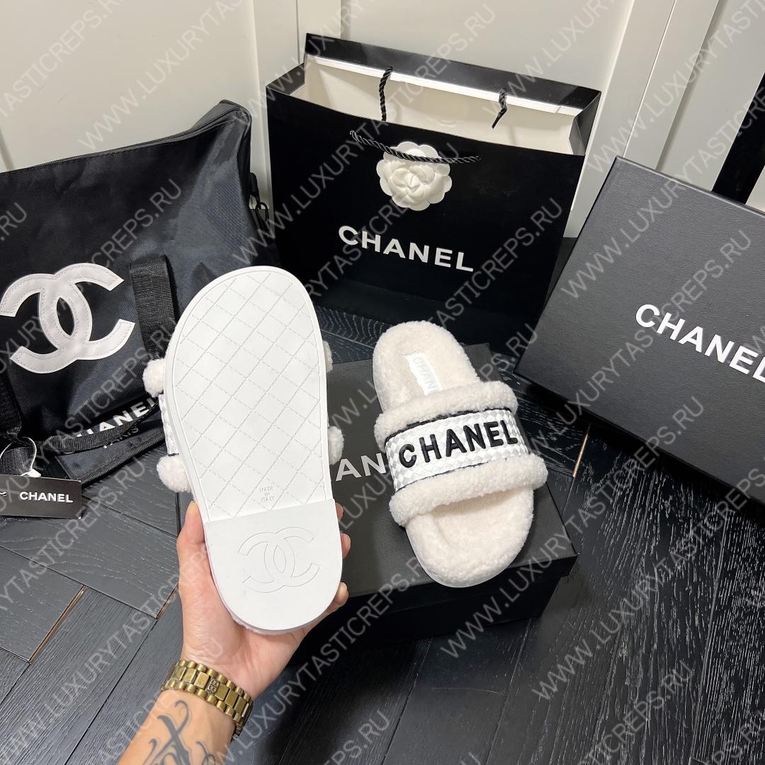 Ch*el wool slippers white/black g39059