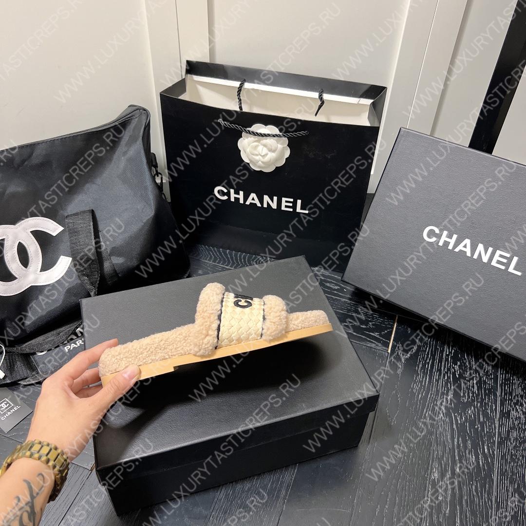 Ch*el wool slippers beige g39059