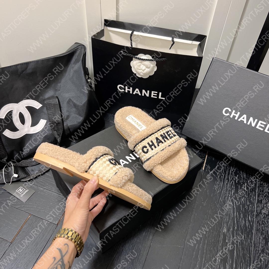 Ch*el wool slippers beige g39059
