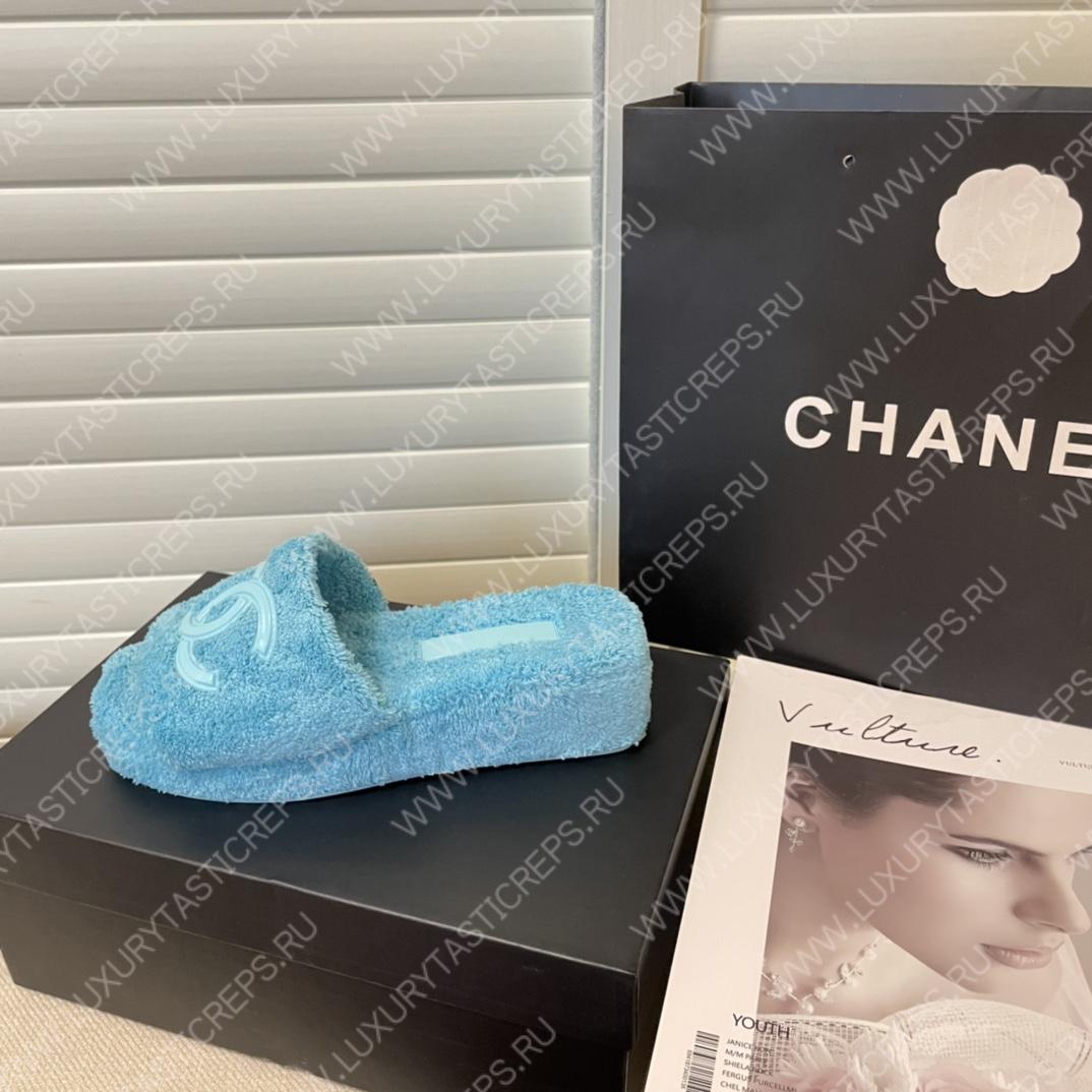 Ch*el cc flat mules terrycloth arctic 1027287