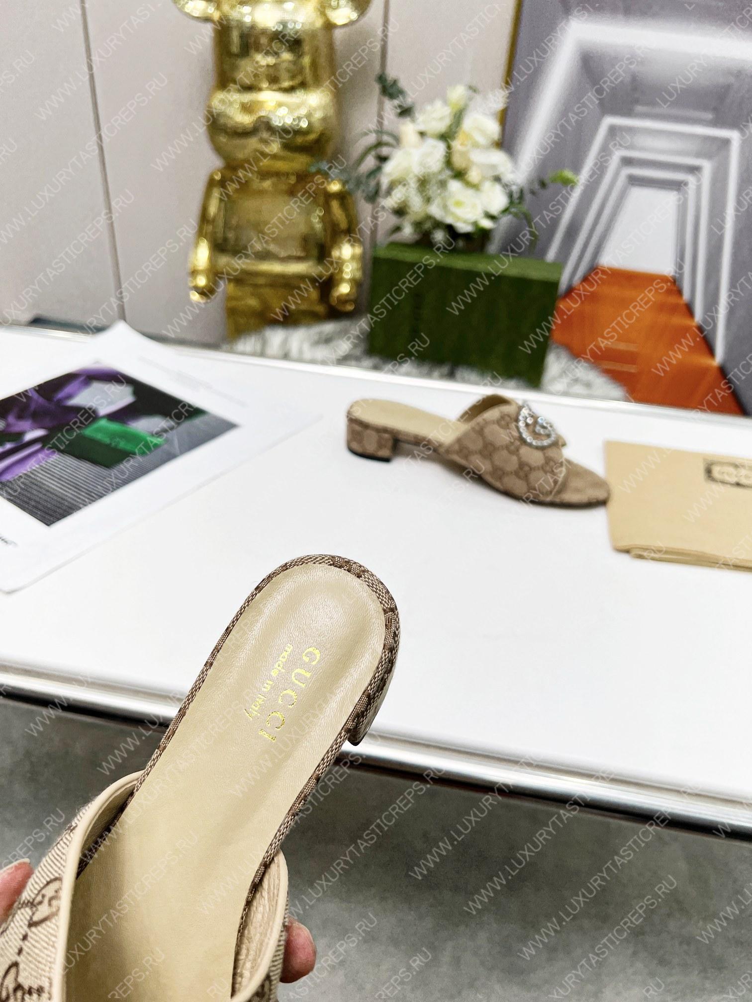 G*u*i canvas and rubber slides beige 1473721