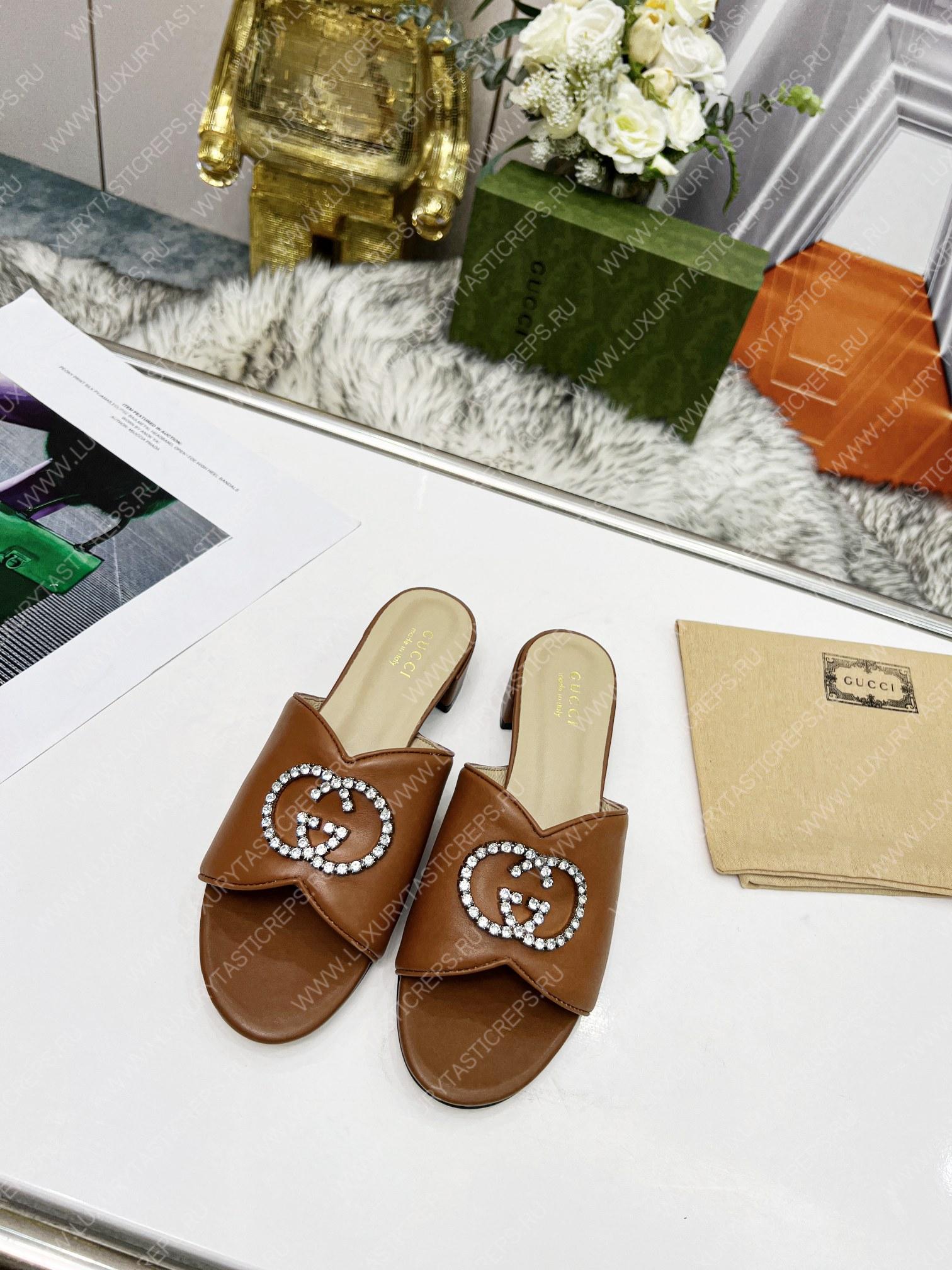 G*u*i canvas and rubber slides brown 1473721