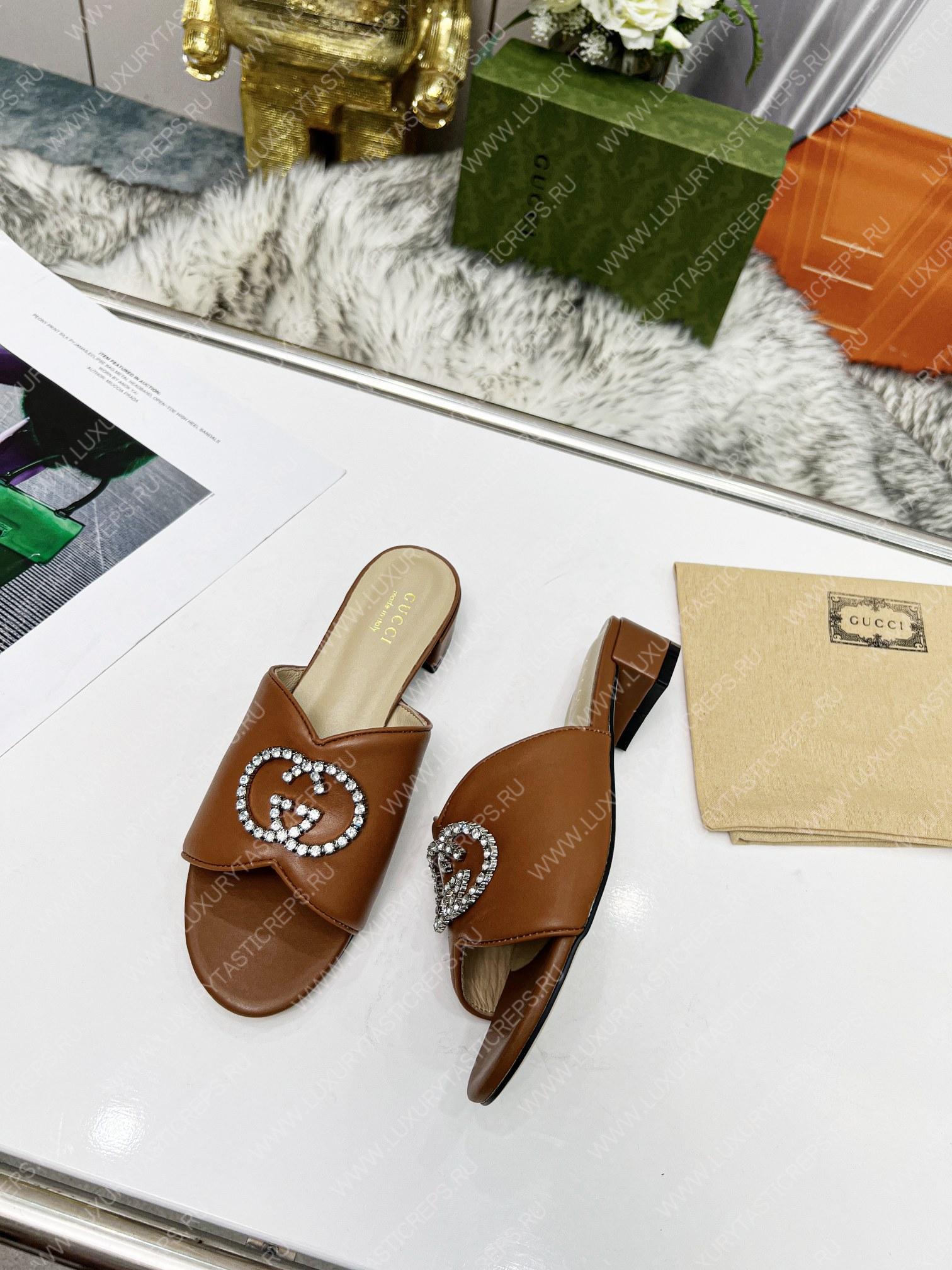 G*u*i canvas and rubber slides brown 1473721