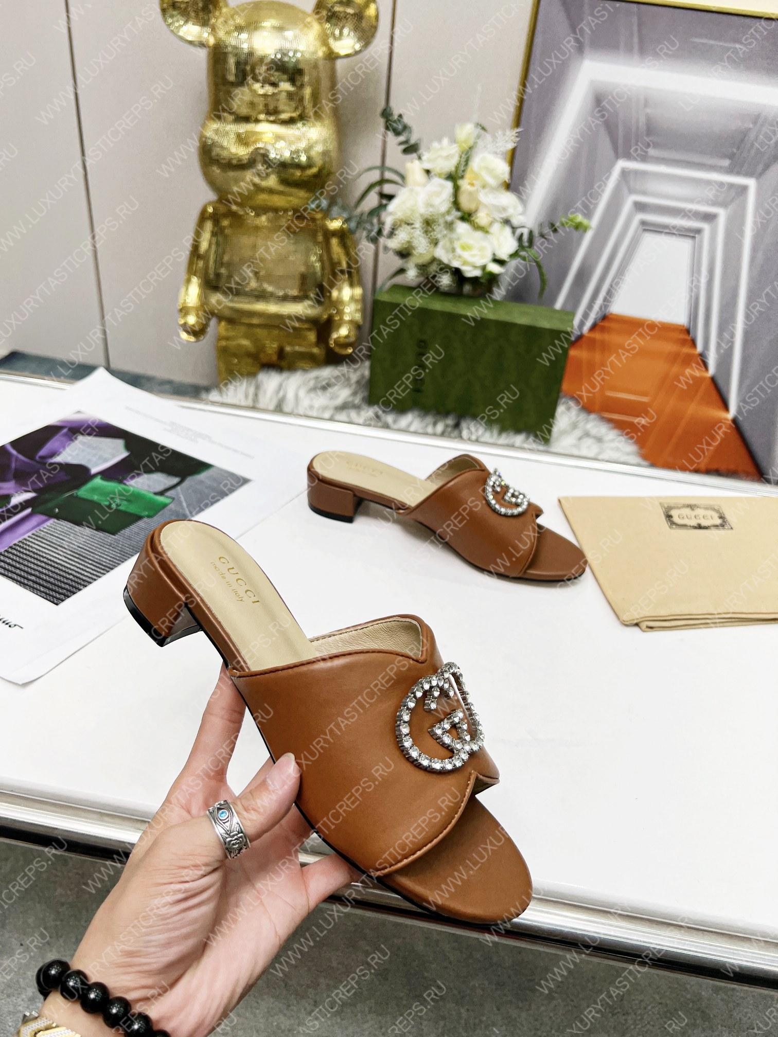 G*u*i canvas and rubber slides brown 1473721