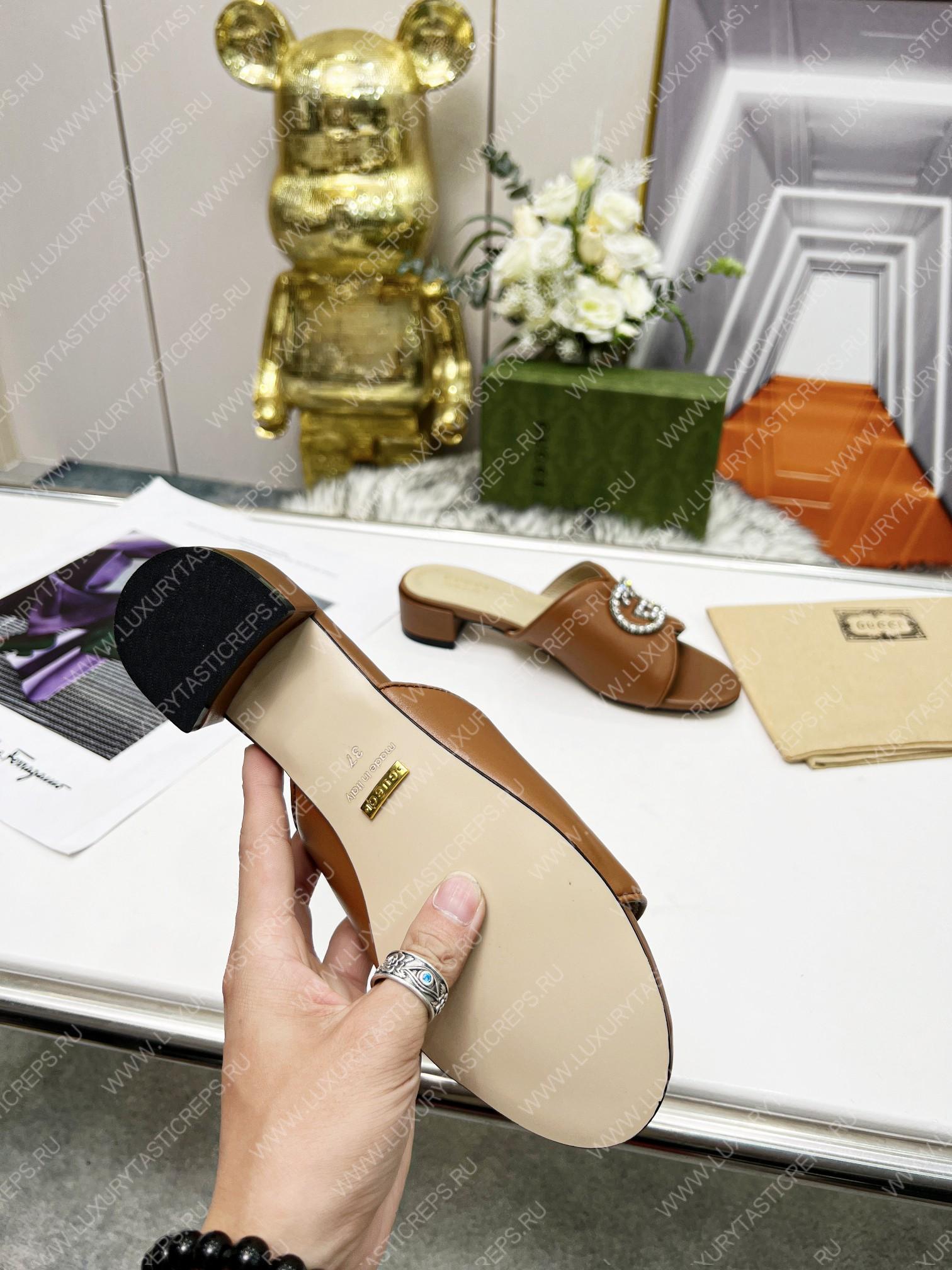 G*u*i canvas and rubber slides brown 1473721