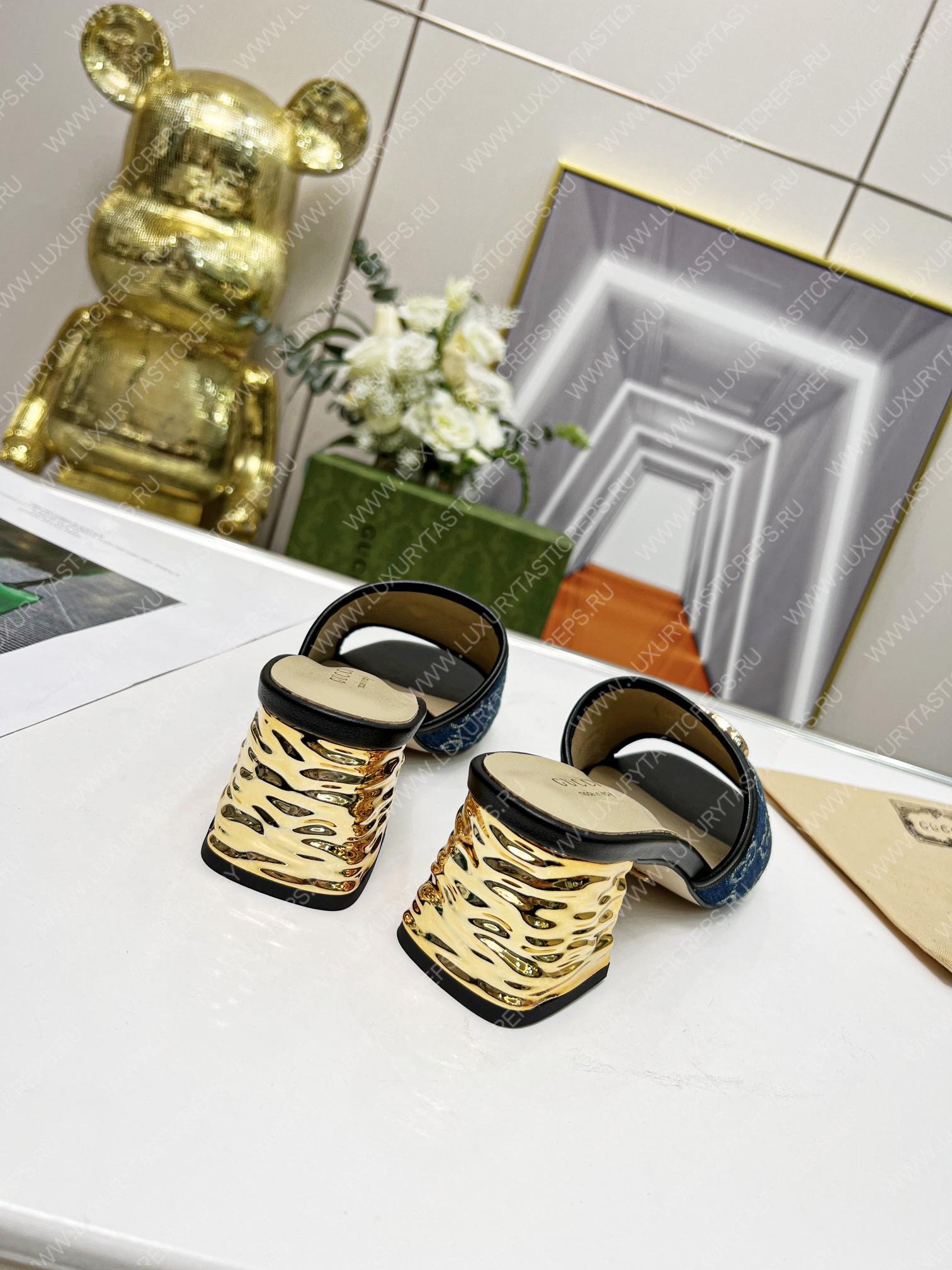 G*u*i jolie gg sup*e canvas and rubber slides blue 1473721