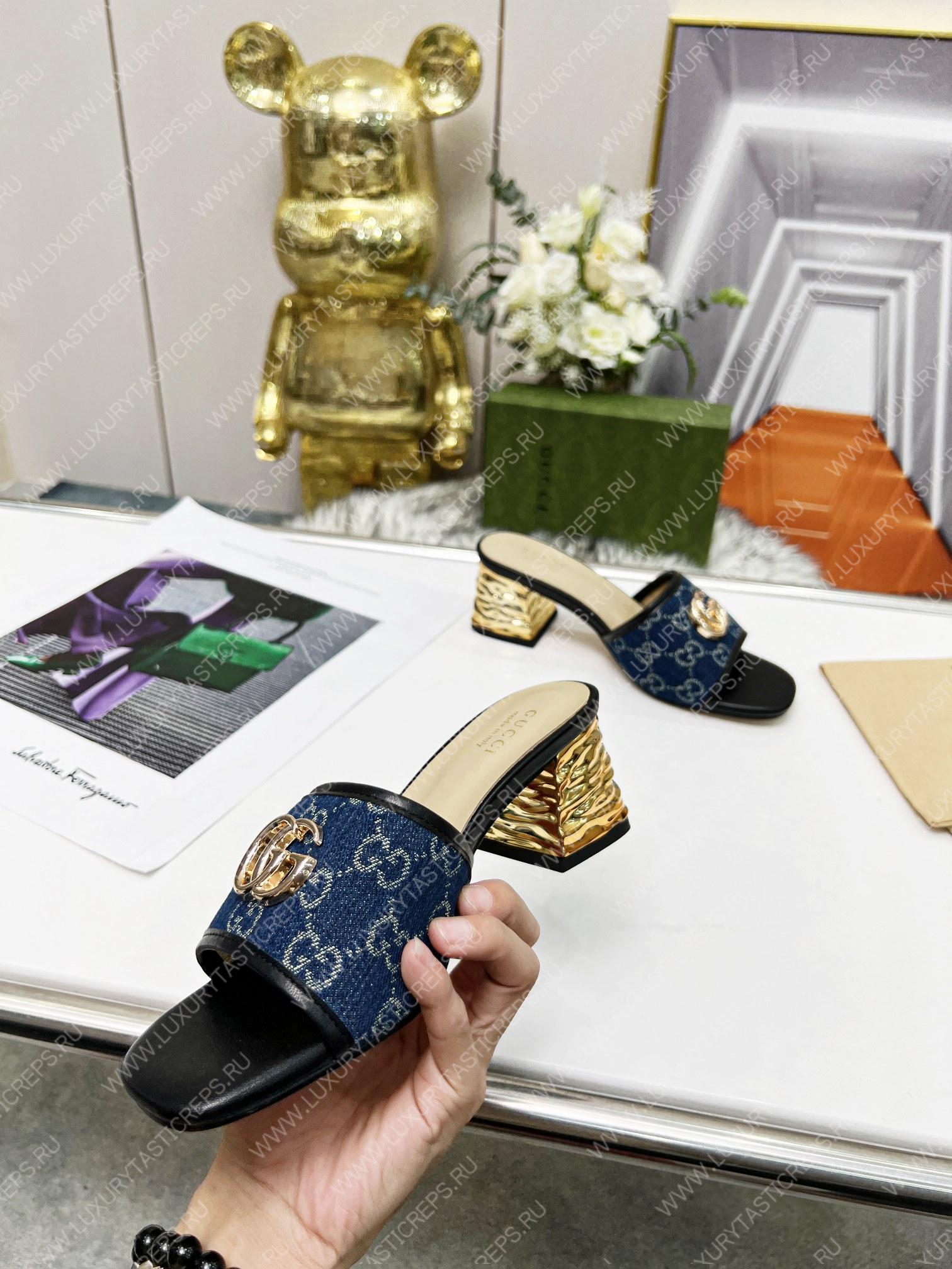 G*u*i jolie gg sup*e canvas and rubber slides blue 1473721